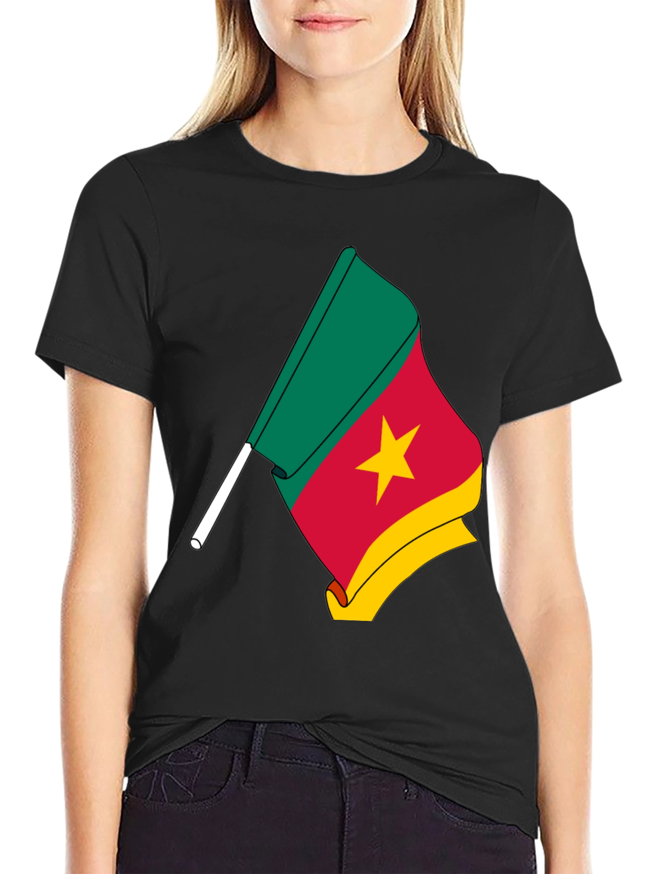 Black Cameroon Flag Graphic Tee - Black view 2