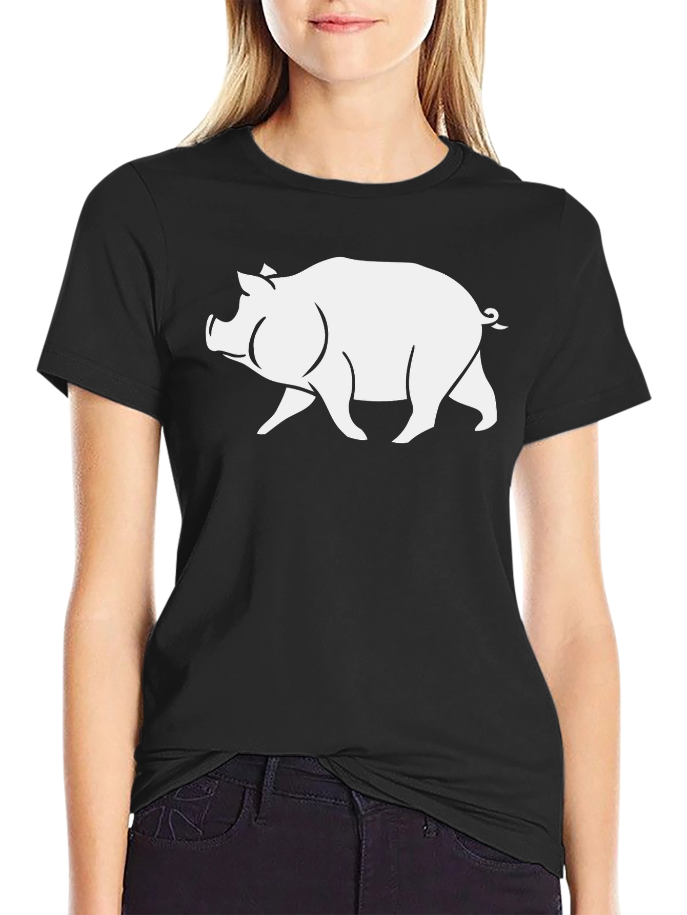 Black Pig Graphic T-Shirt - Black Casual Tee view 2