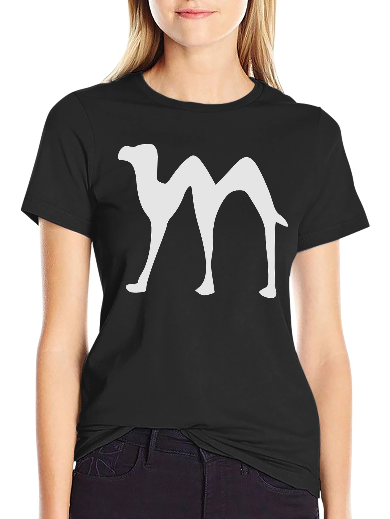 Black Camel Silhouette Graphic T-Shirt - Black Cotton Blend view 2