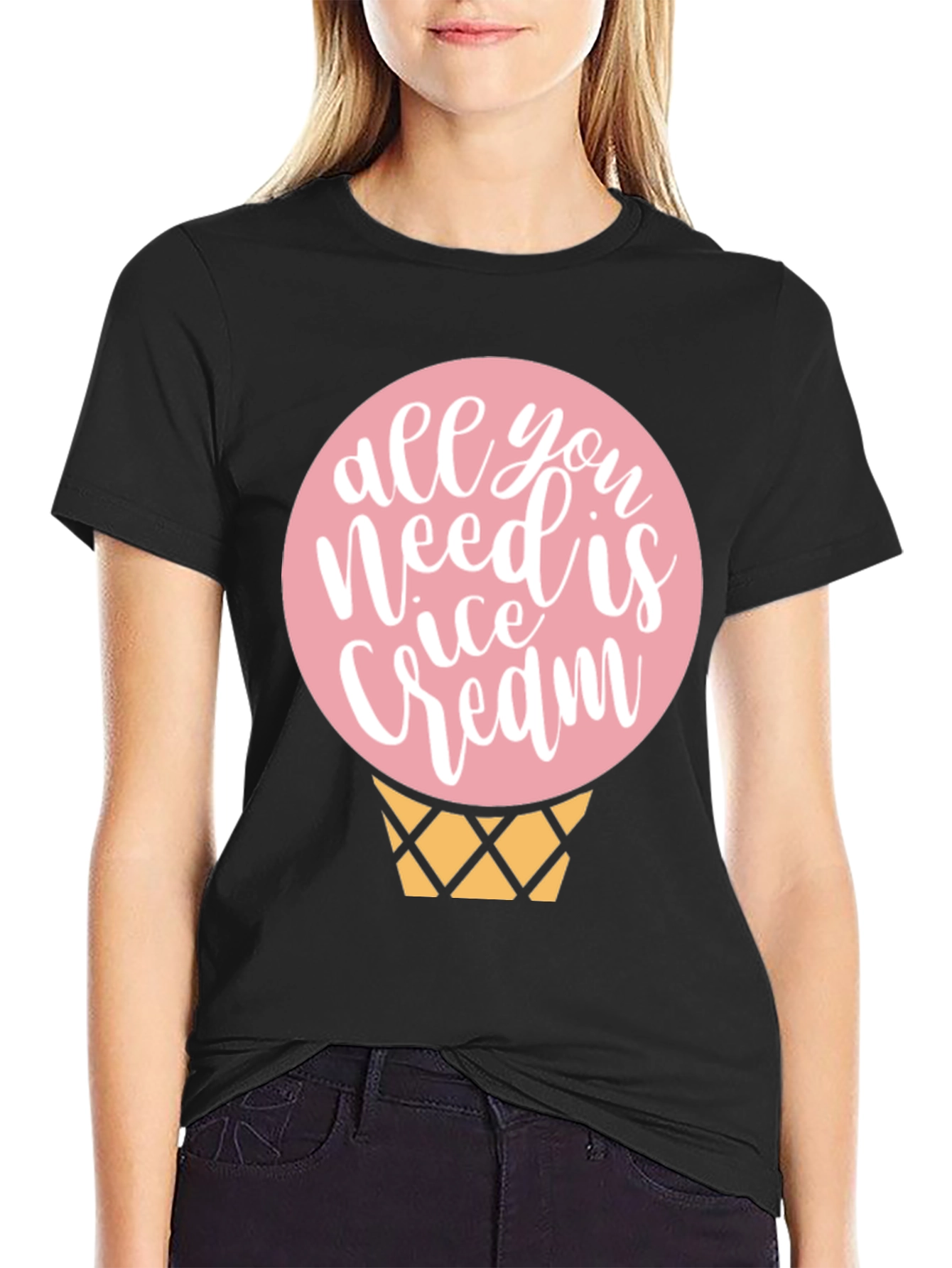Black Ice Cream T-Shirt - Sweet Treat Design view 2