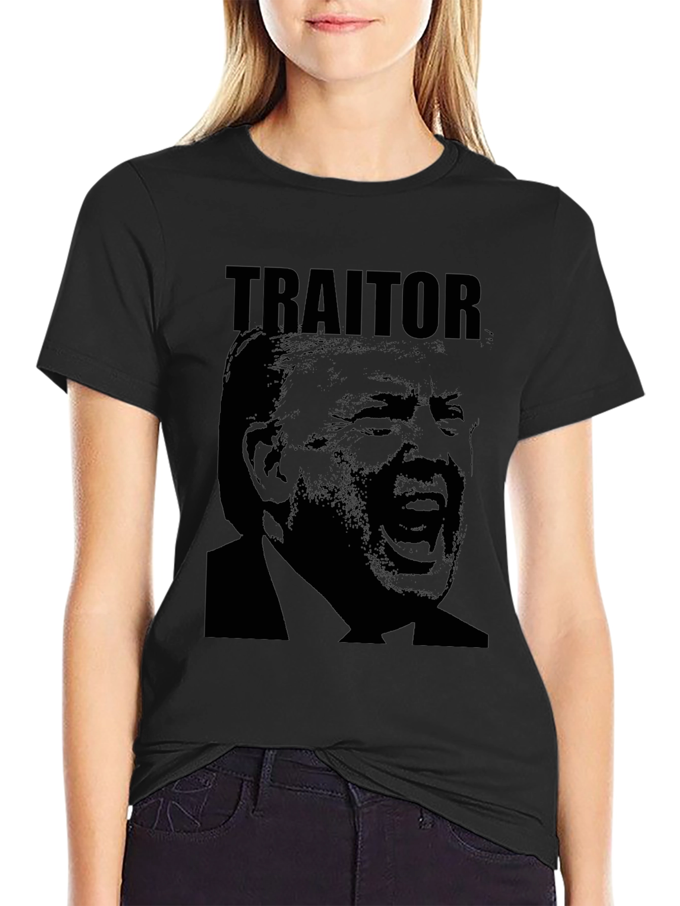 Black Traitor Graphic Tee - Political Statement Shirt view 2