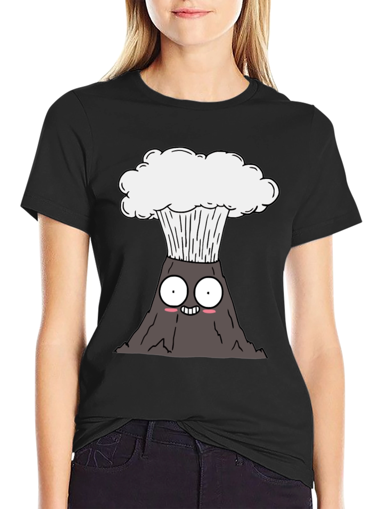 Black Kawaii Volcano Explosion T-Shirt - Black view 2