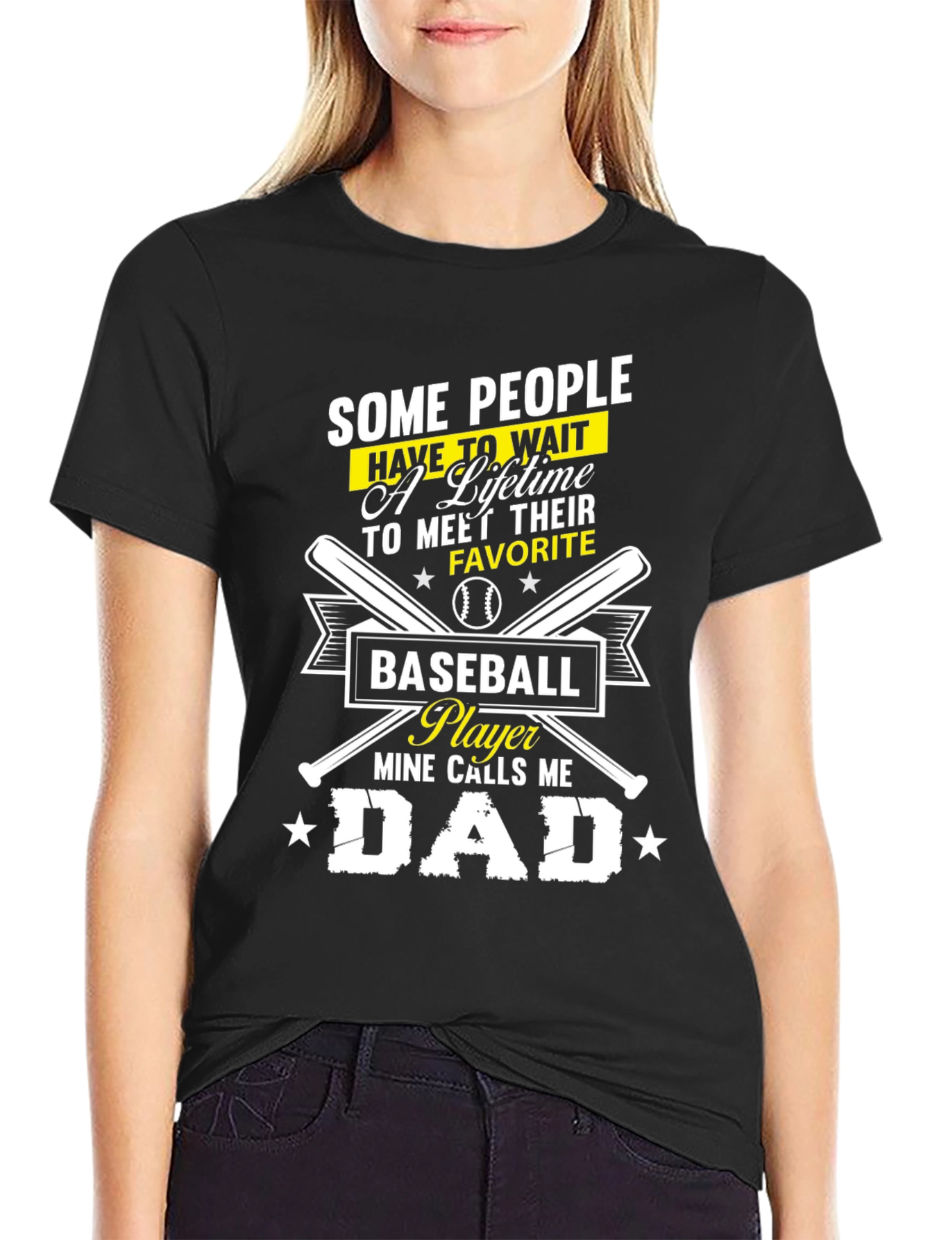 Black Baseball Dad T-Shirt: Some People Wait a Lifetime view 2