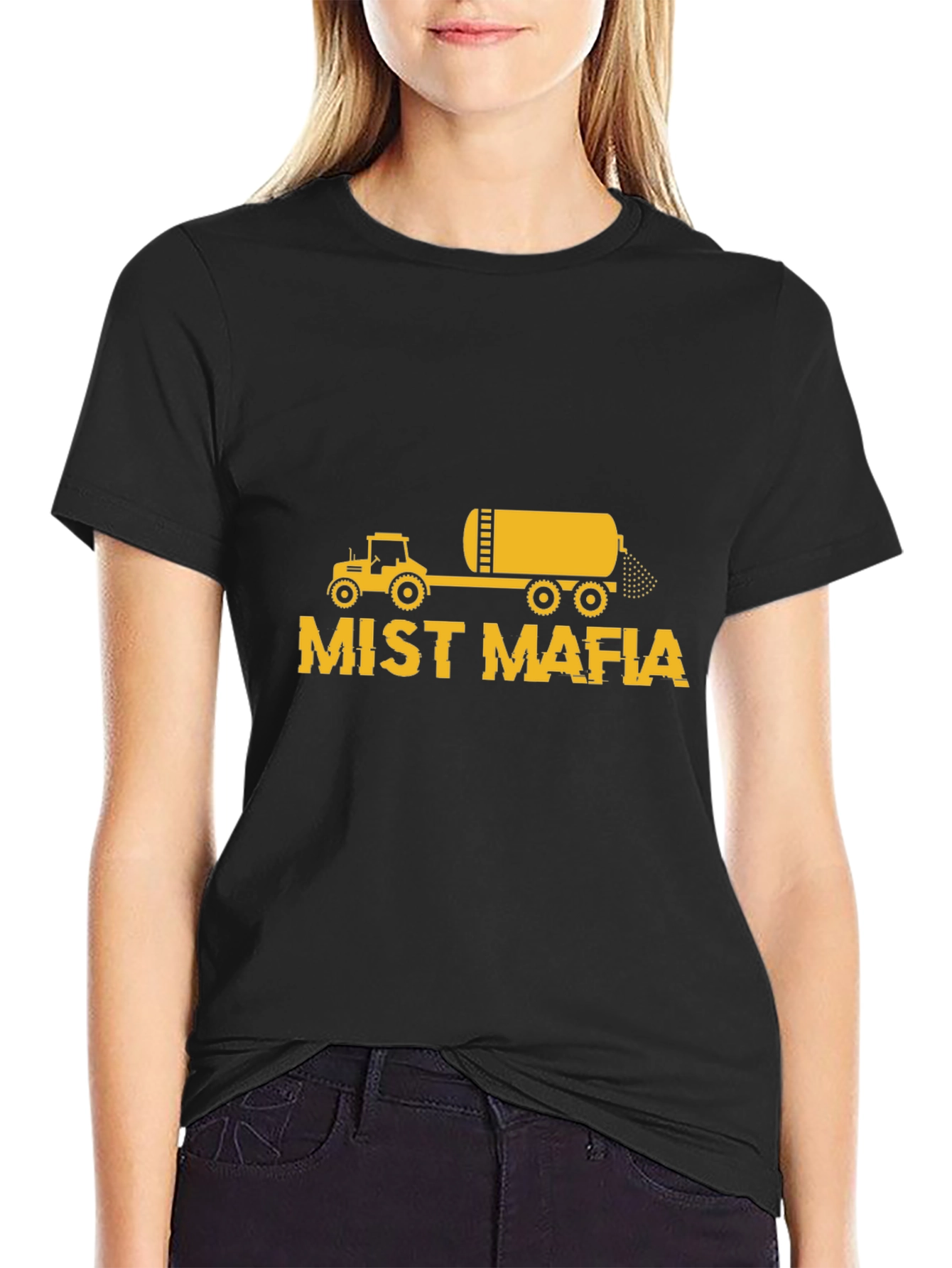 Black Mist Mafia Tractor T-Shirt - Black Cotton Tee view 2