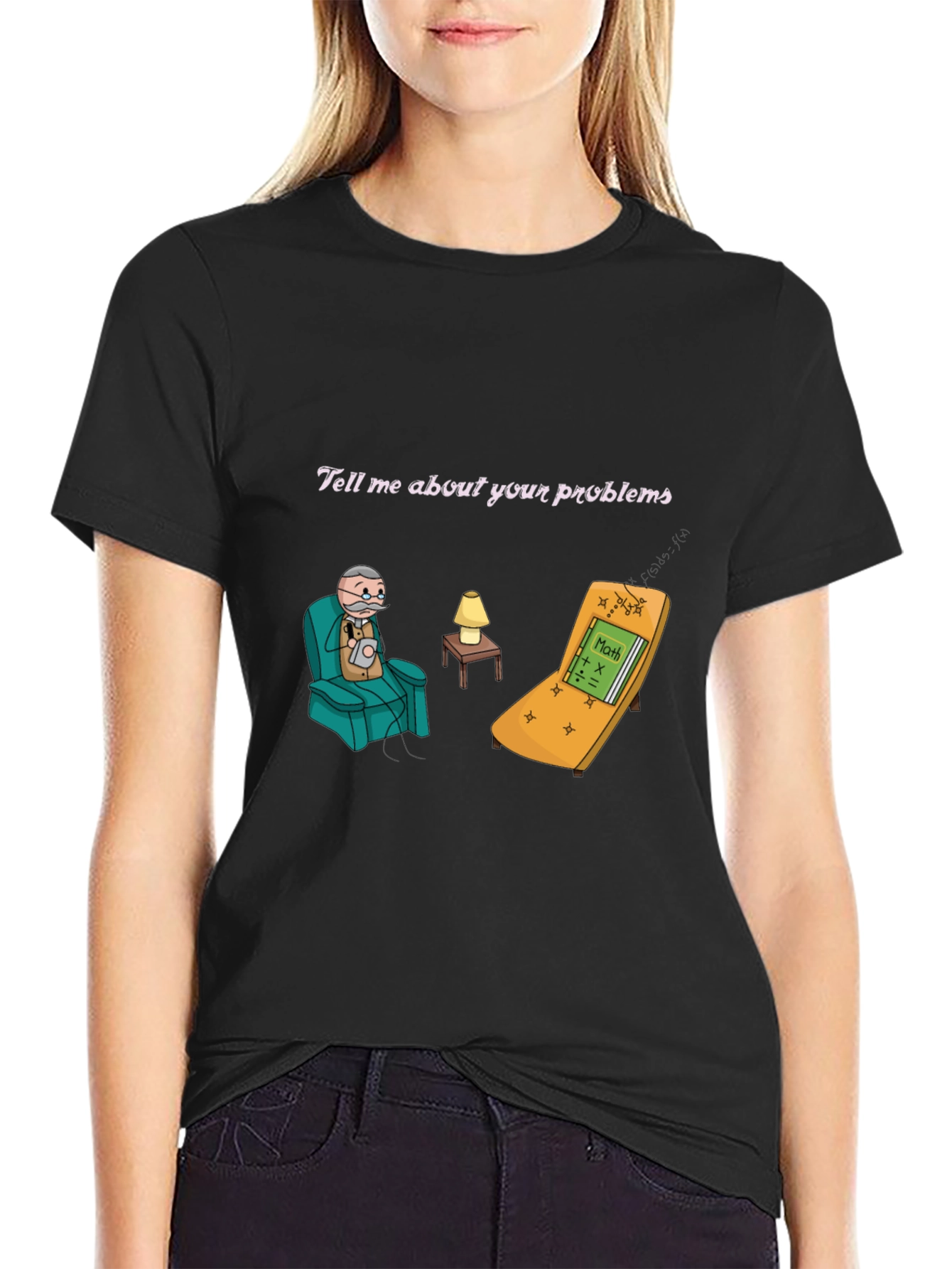 Black Math Problems Therapy T-Shirt view 2
