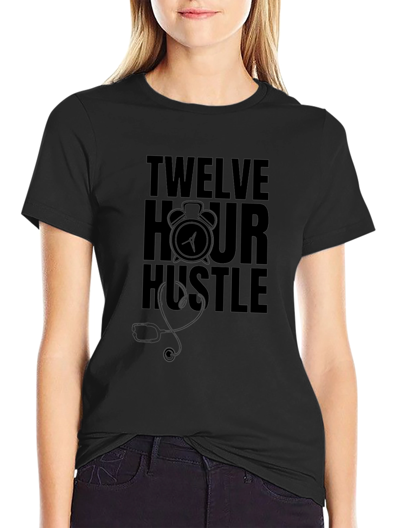 Black Twelve Hour Hustle Graphic Tee view 2