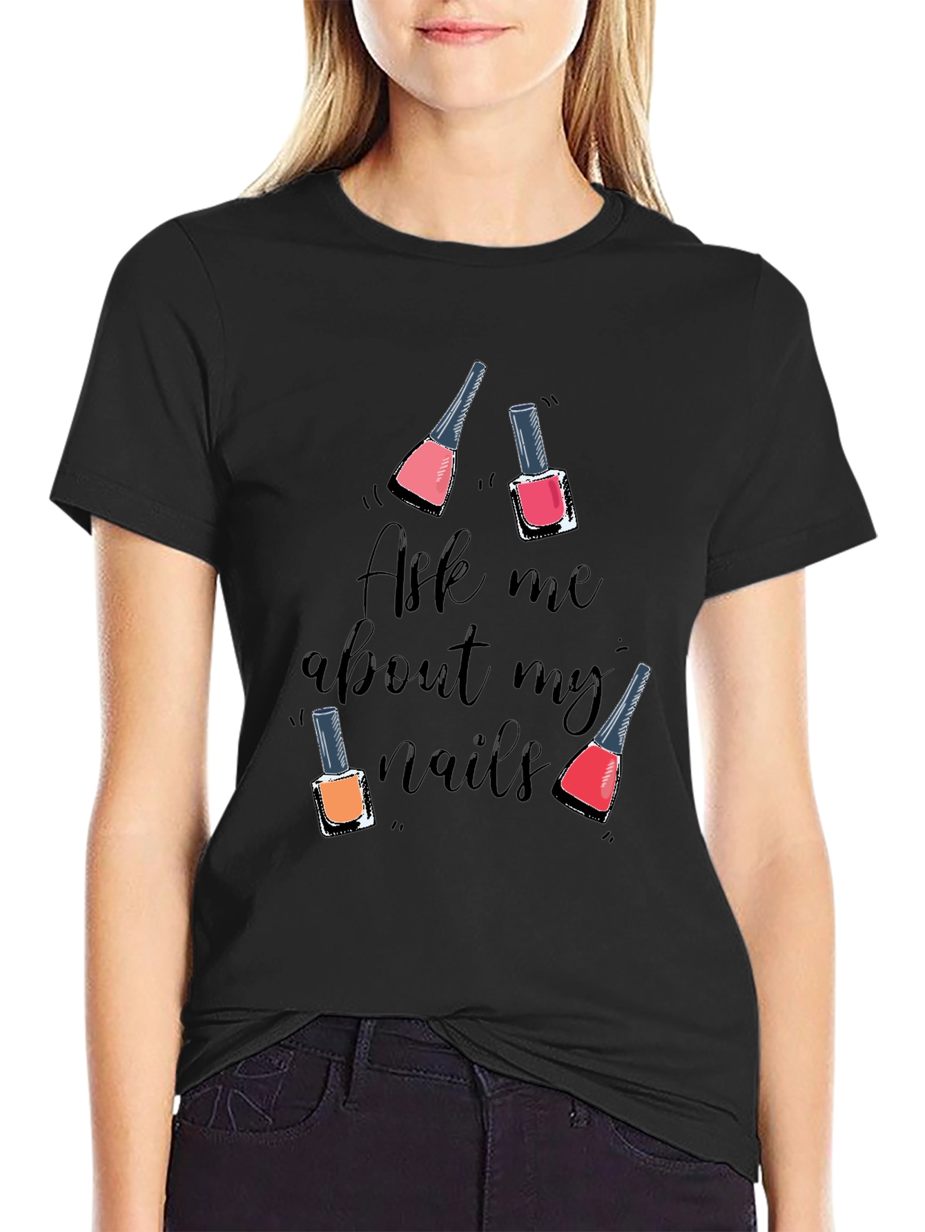Black Nail Polish Graphic Tee - Ask Me About My Nails! view 2