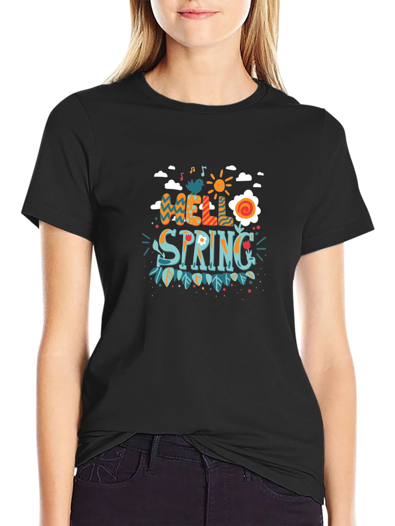 Hello Spring Graphic Tee - Black - 2