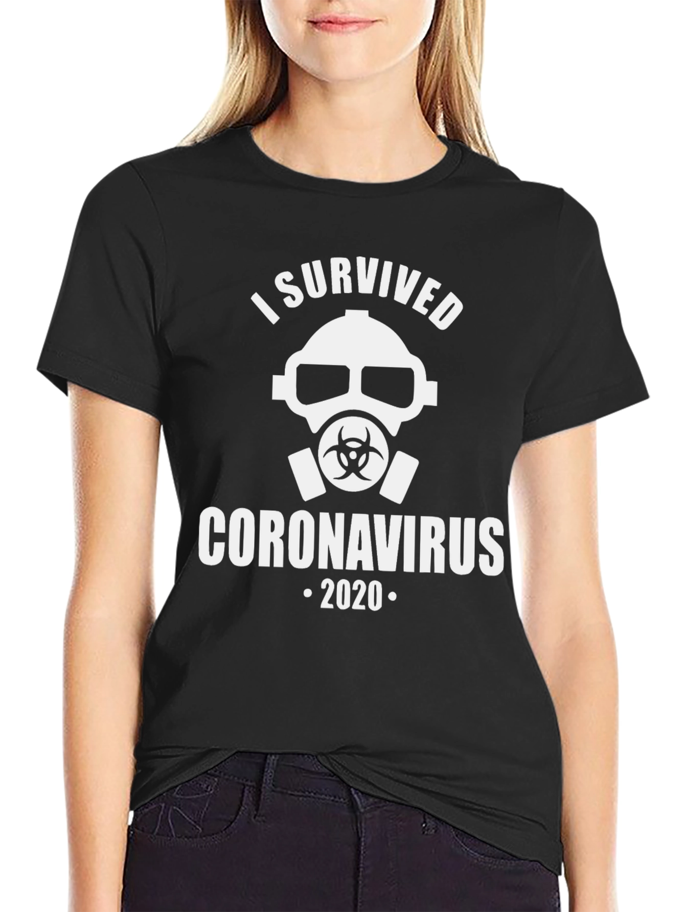 Black I Survived Coronavirus 2020 Graphic T-Shirt view 2