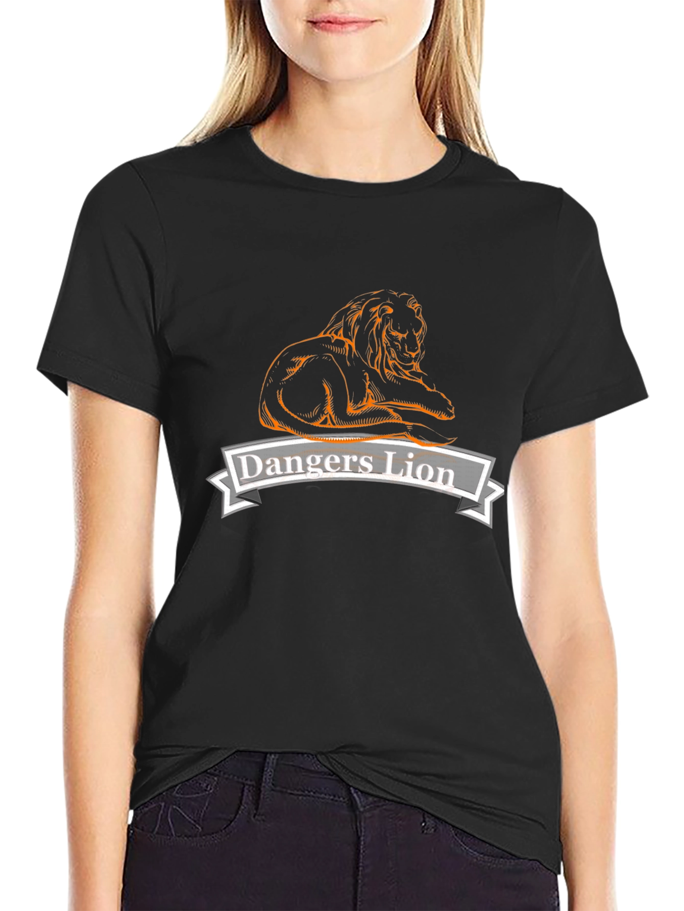 Black Dangers Lion Graphic Tee - Black Cotton Casual Shirt view 2