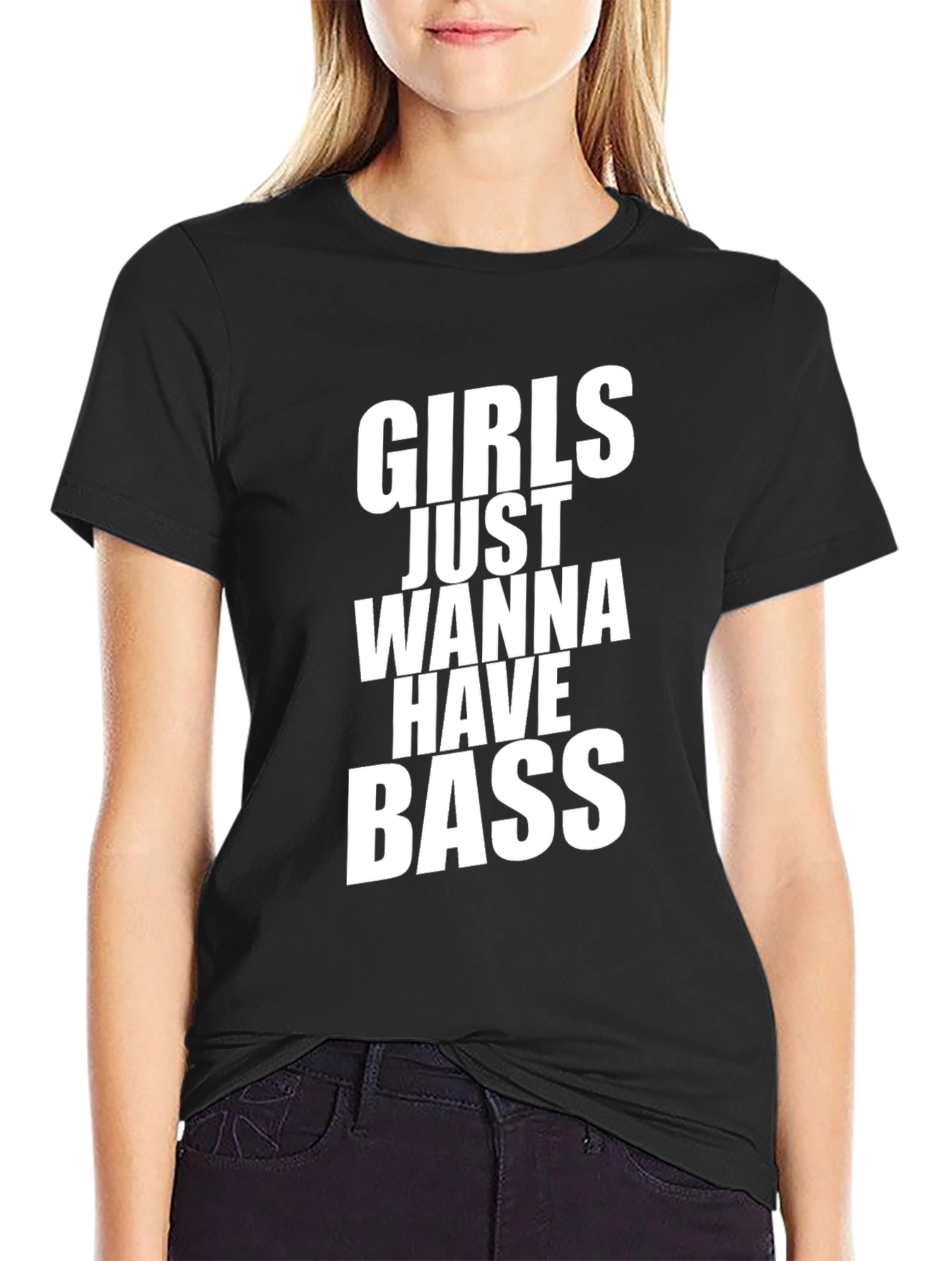 Black Girls Just Wanna Have Bass Funny T-Shirt view 2