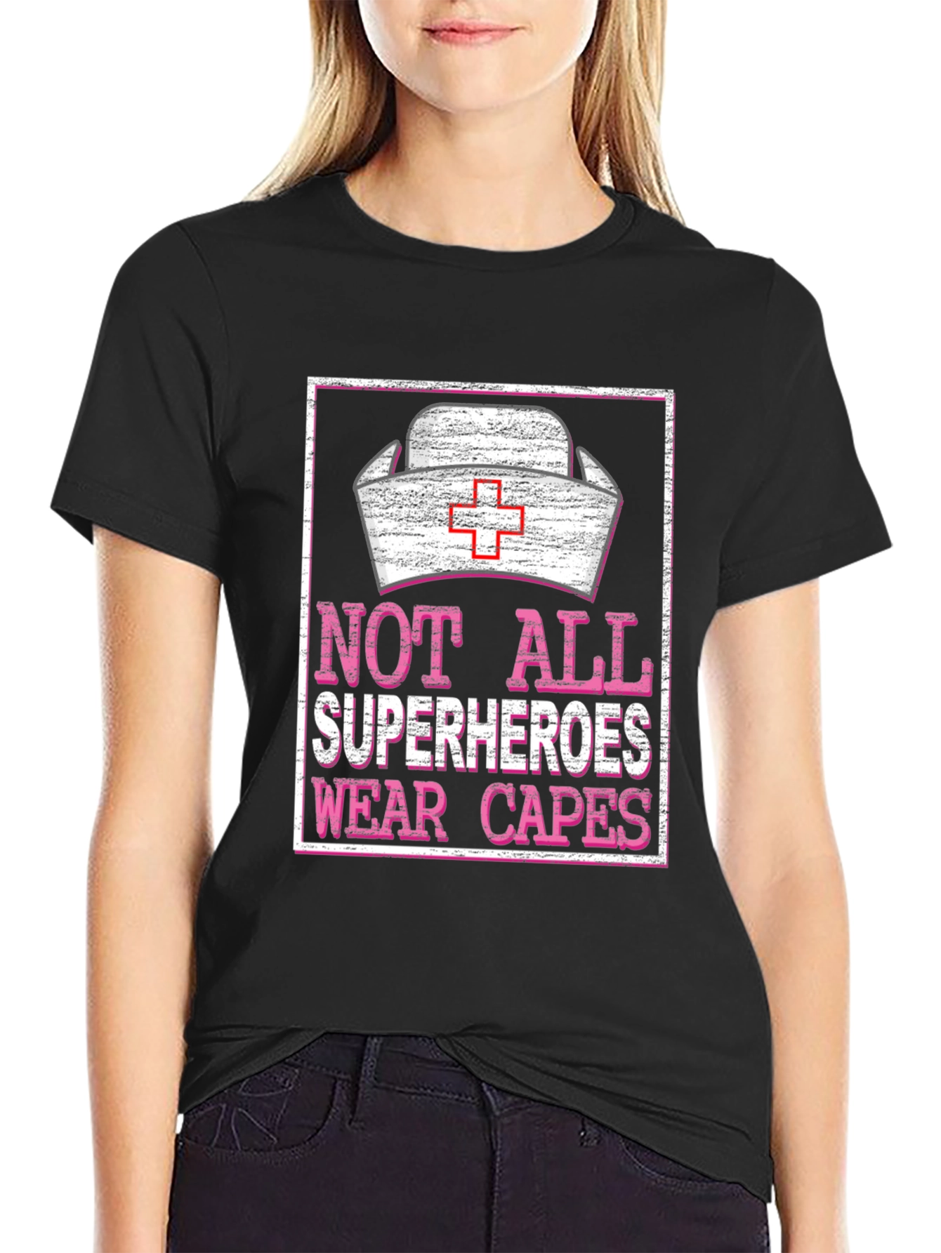Black Nurse Superhero T-Shirt - Medical Professional Appreciation Tee view 2