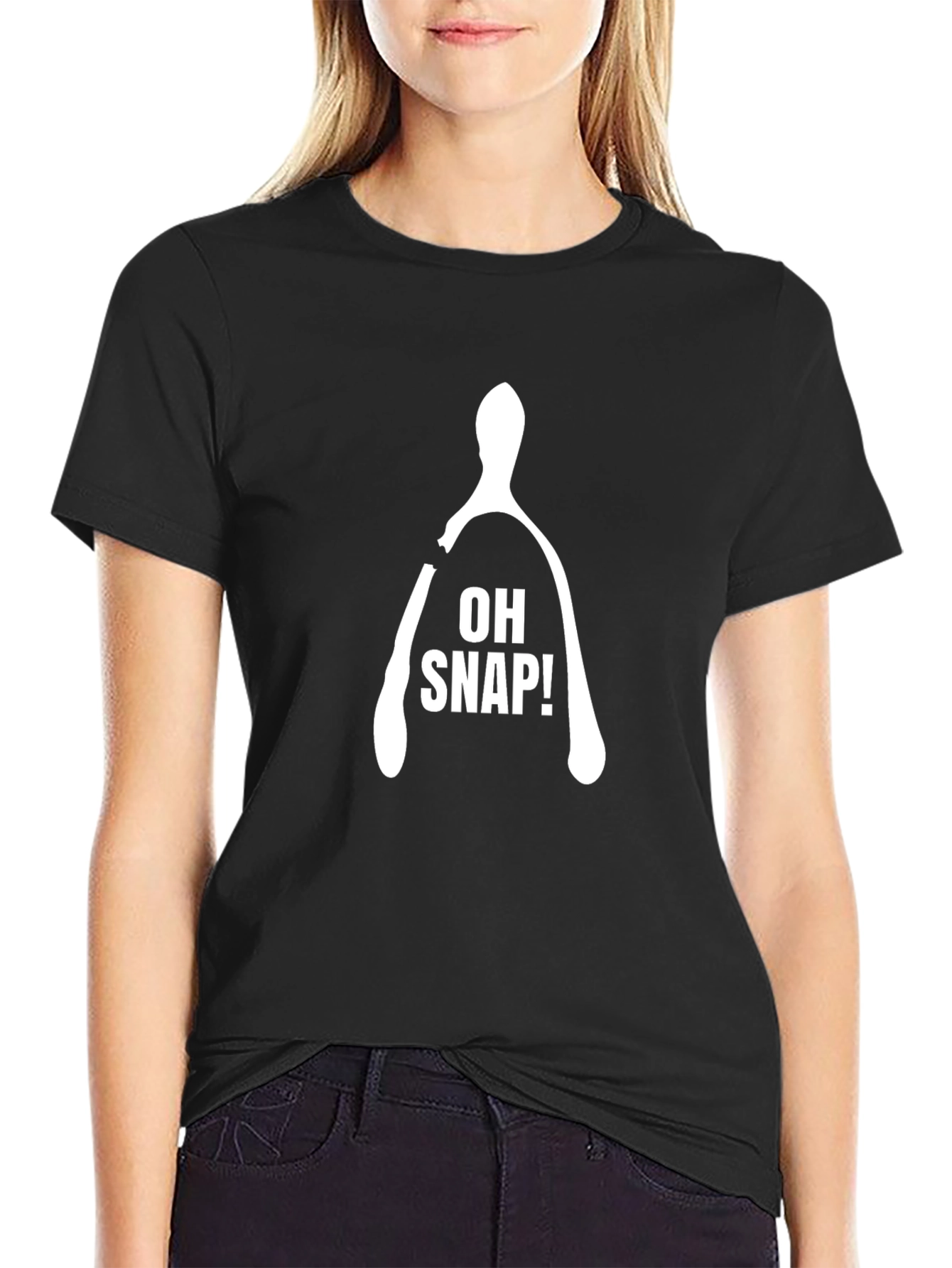 Black Oh Snap! Wishbone Graphic Tee - Soft Cotton Casual Shirt view 2