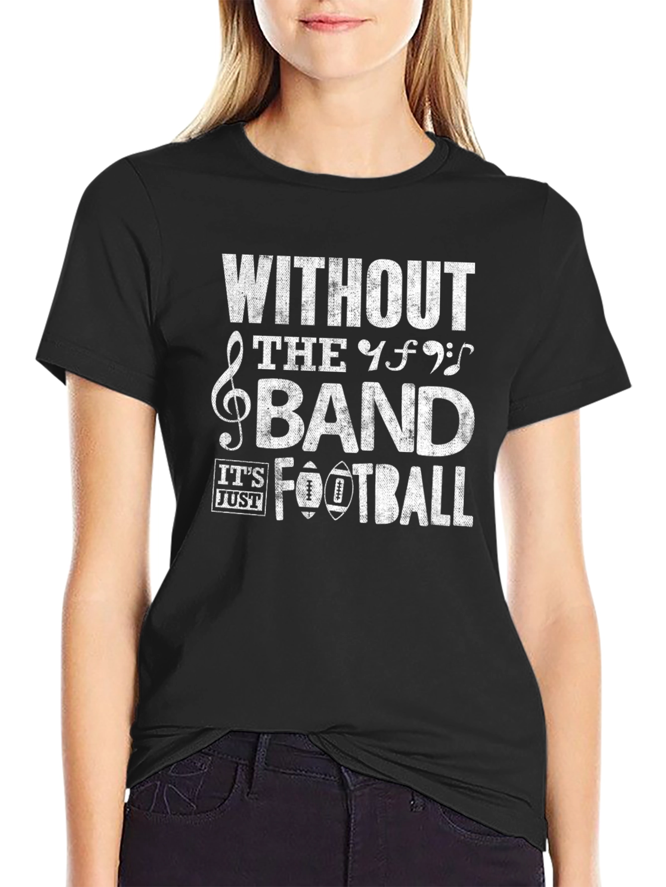 Black Without The Band It's Just Football T-Shirt view 2