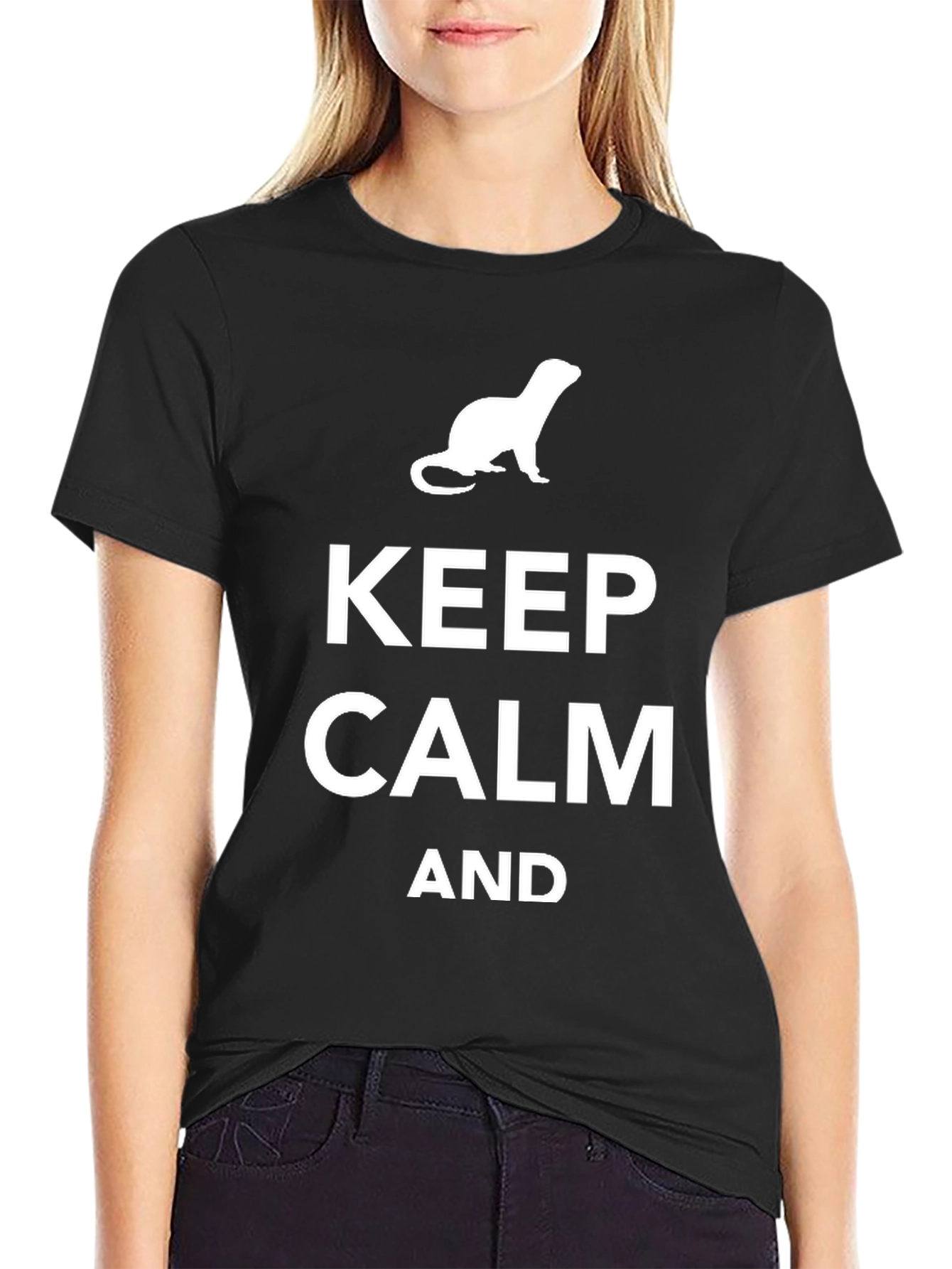 Black Keep Calm Ferret T-Shirt view 2
