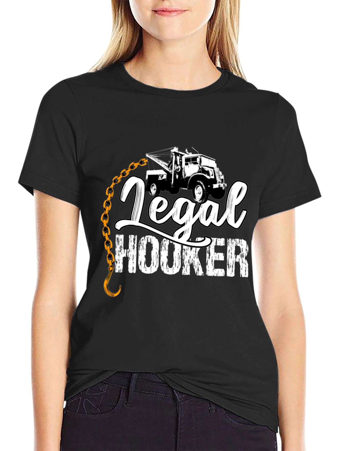 Black Legal Hooker T-Shirt Tow Truck Driver Gift view 2