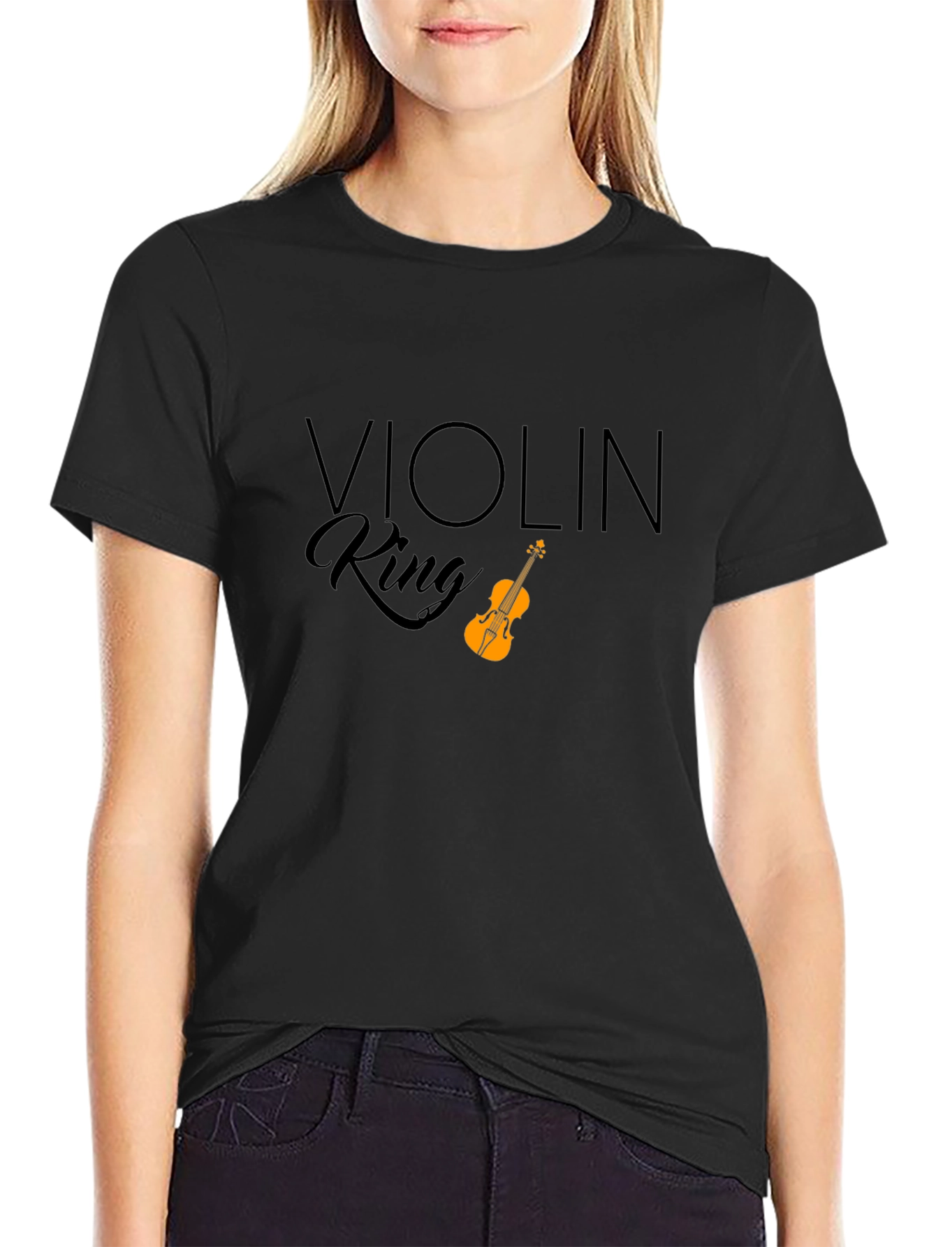Black Violin King Graphic Tee - Musical Instrument T-Shirt view 2