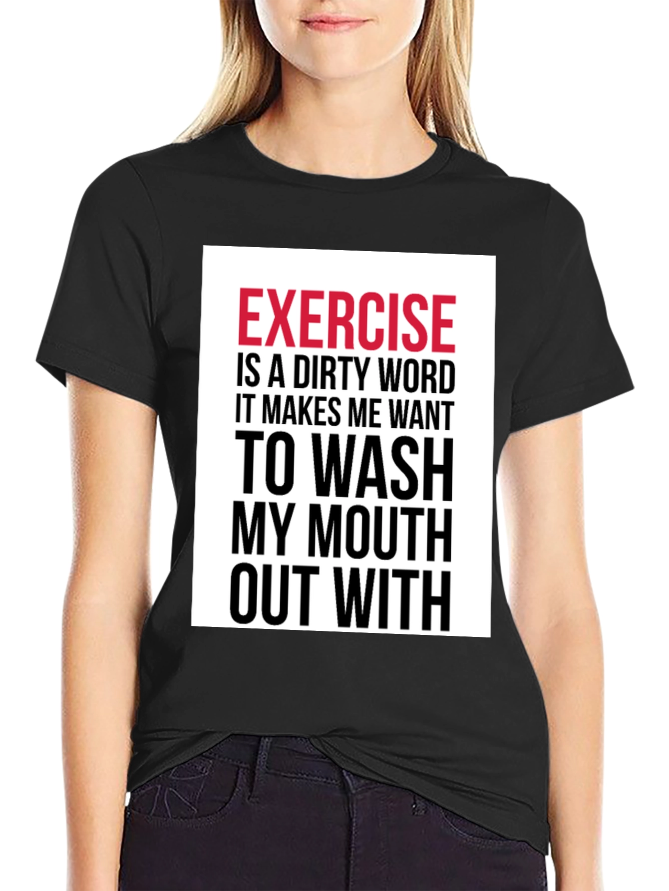 Black Funny Exercise T-Shirt - Dirty Word Graphic Tee view 2
