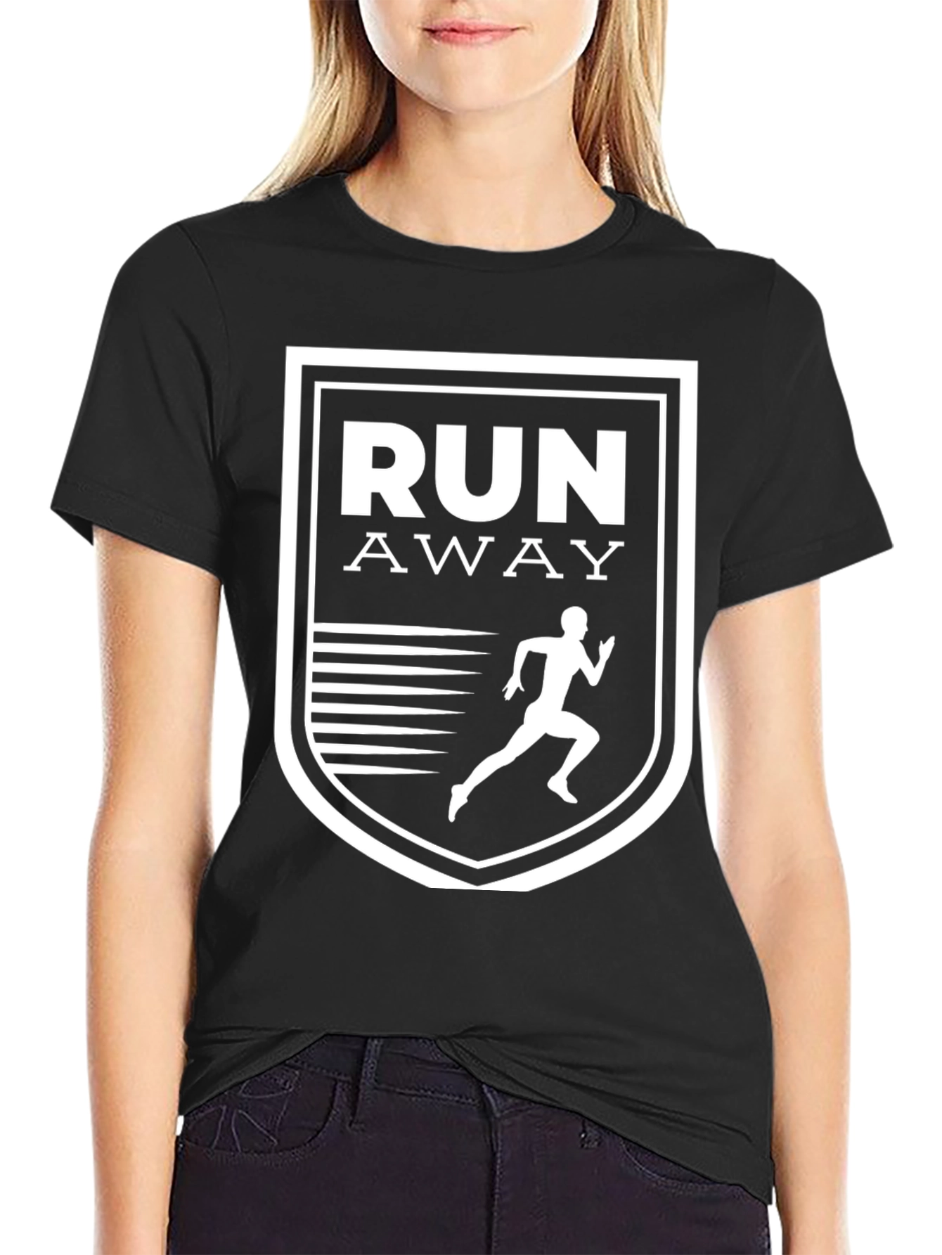 Black Run Away Graphic Tee - Black Casual T-Shirt view 2