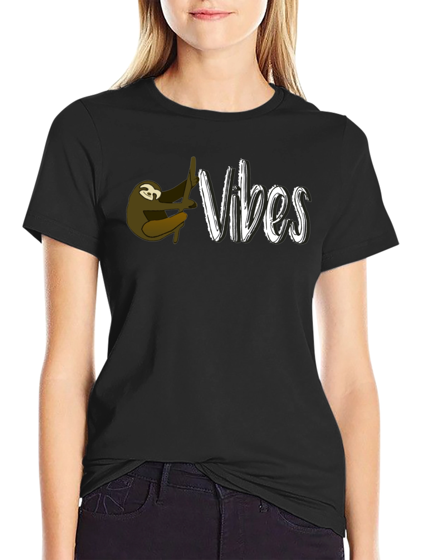 Black Sloth Vibes Graphic Tee - Relaxed Style view 2