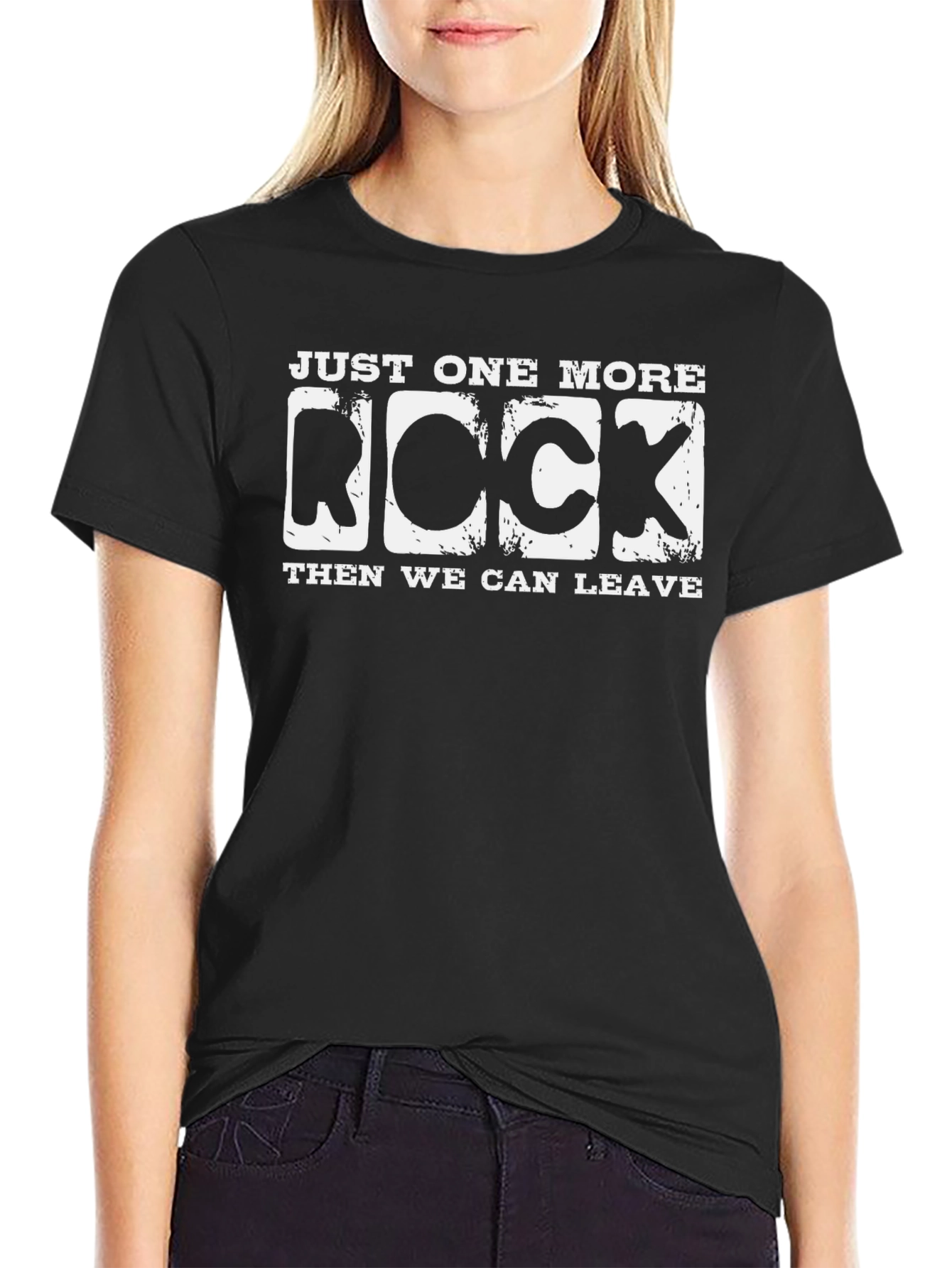 Black Just One More Rock T-Shirt - Funny Music Lover Tee view 2