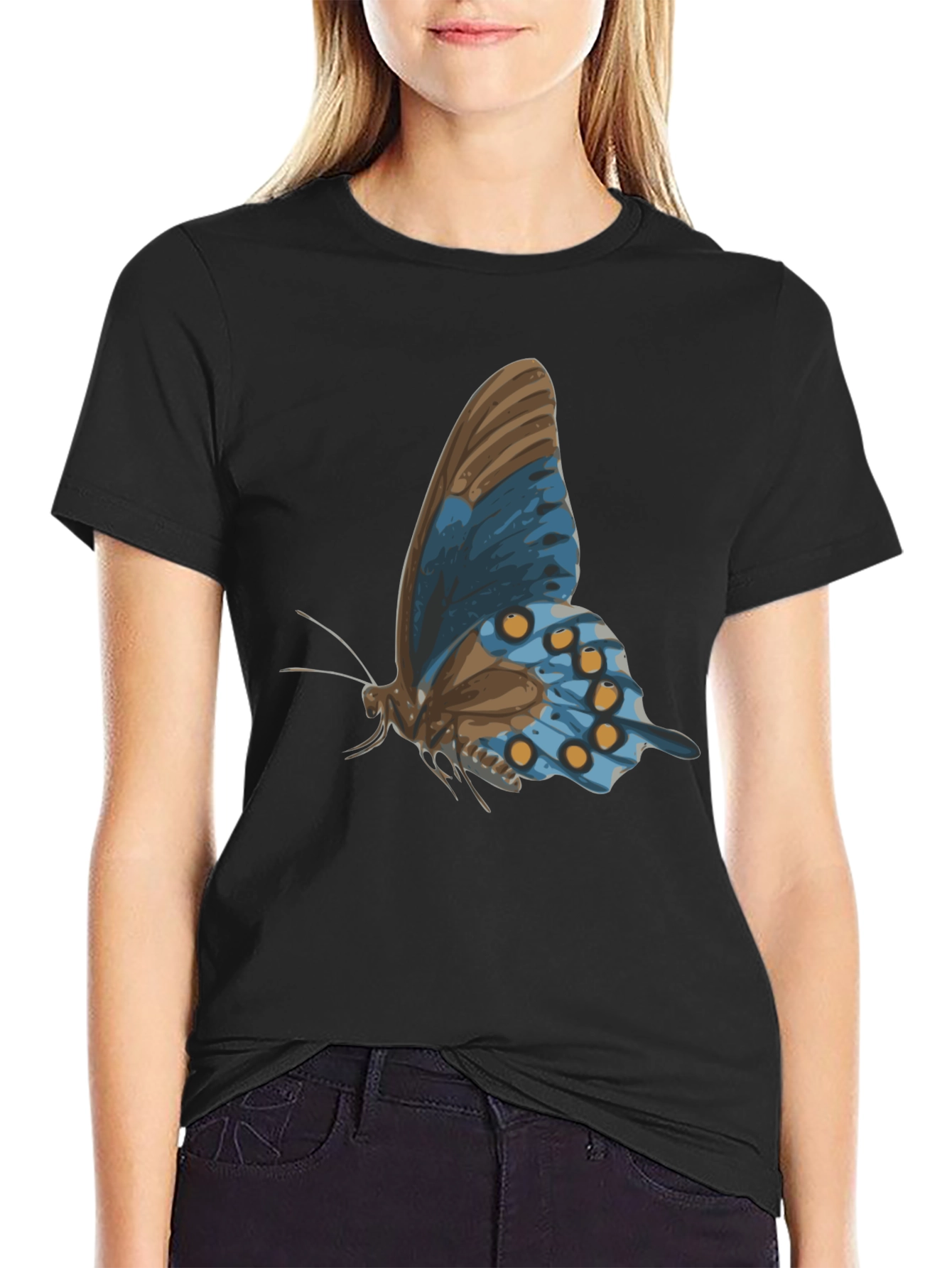 Black Butterfly Graphic Tee - Stylish Men's Black T-Shirt view 2