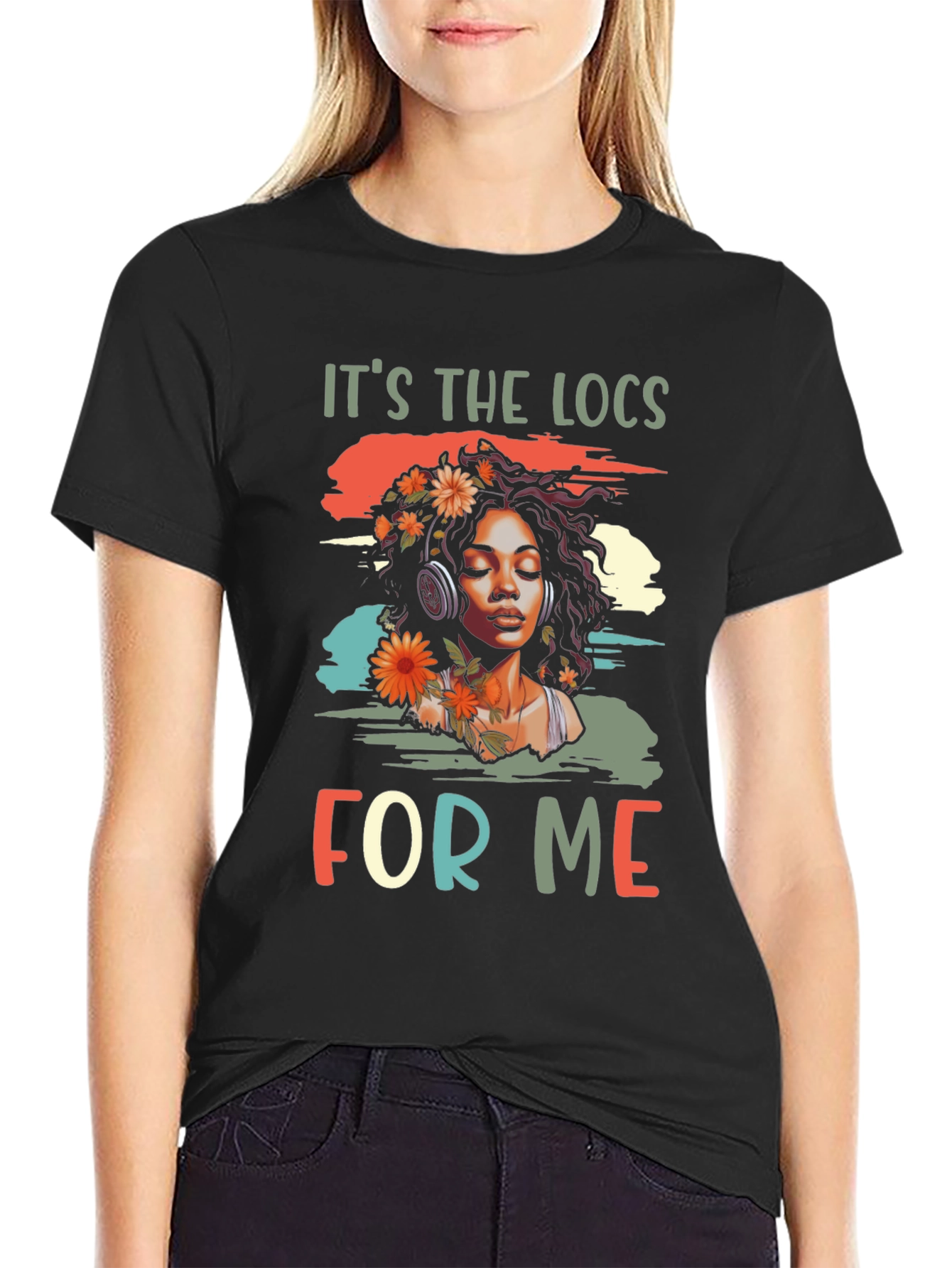 Black It's the Locs For Me Graphic T-Shirt view 2