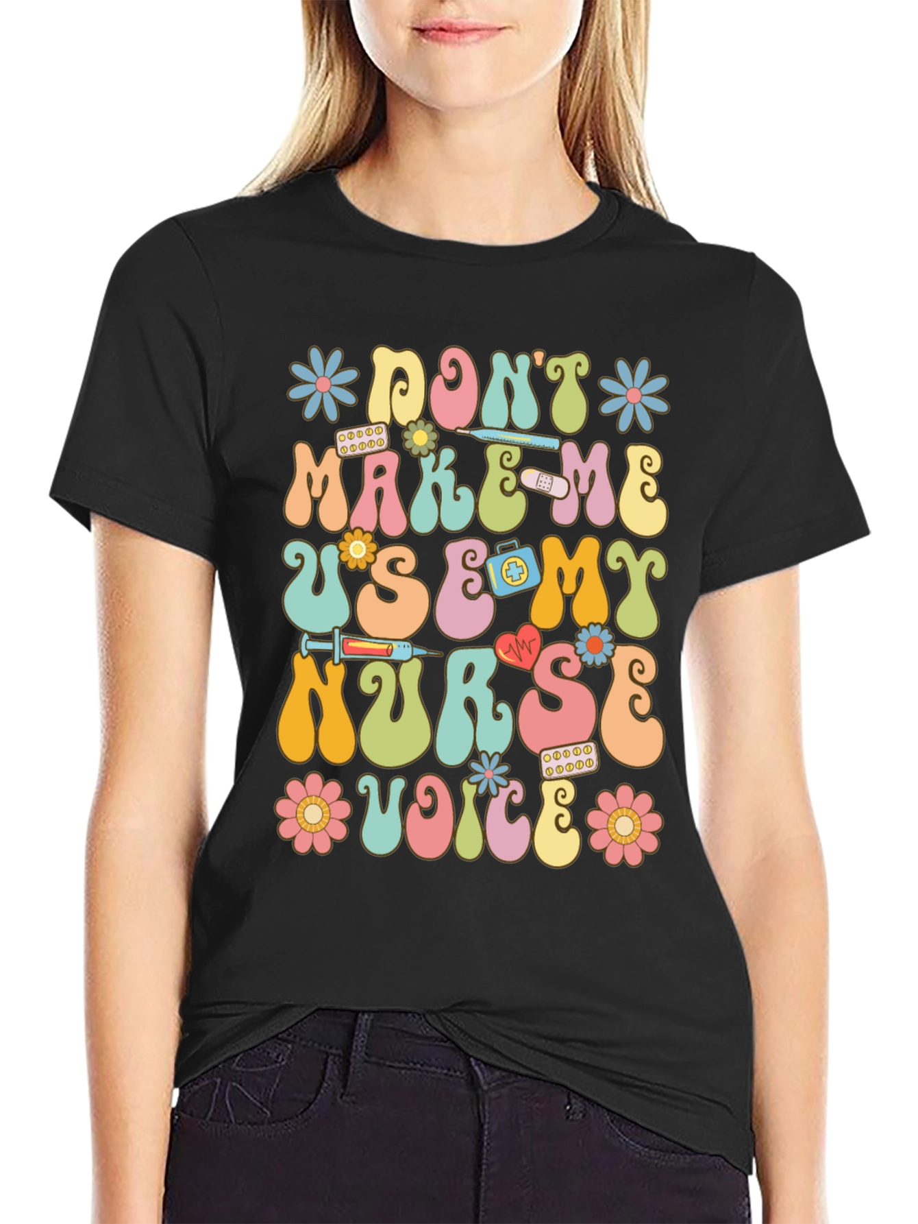 Black Don't Make Me Use My Nurse Voice Graphic T-Shirt view 2
