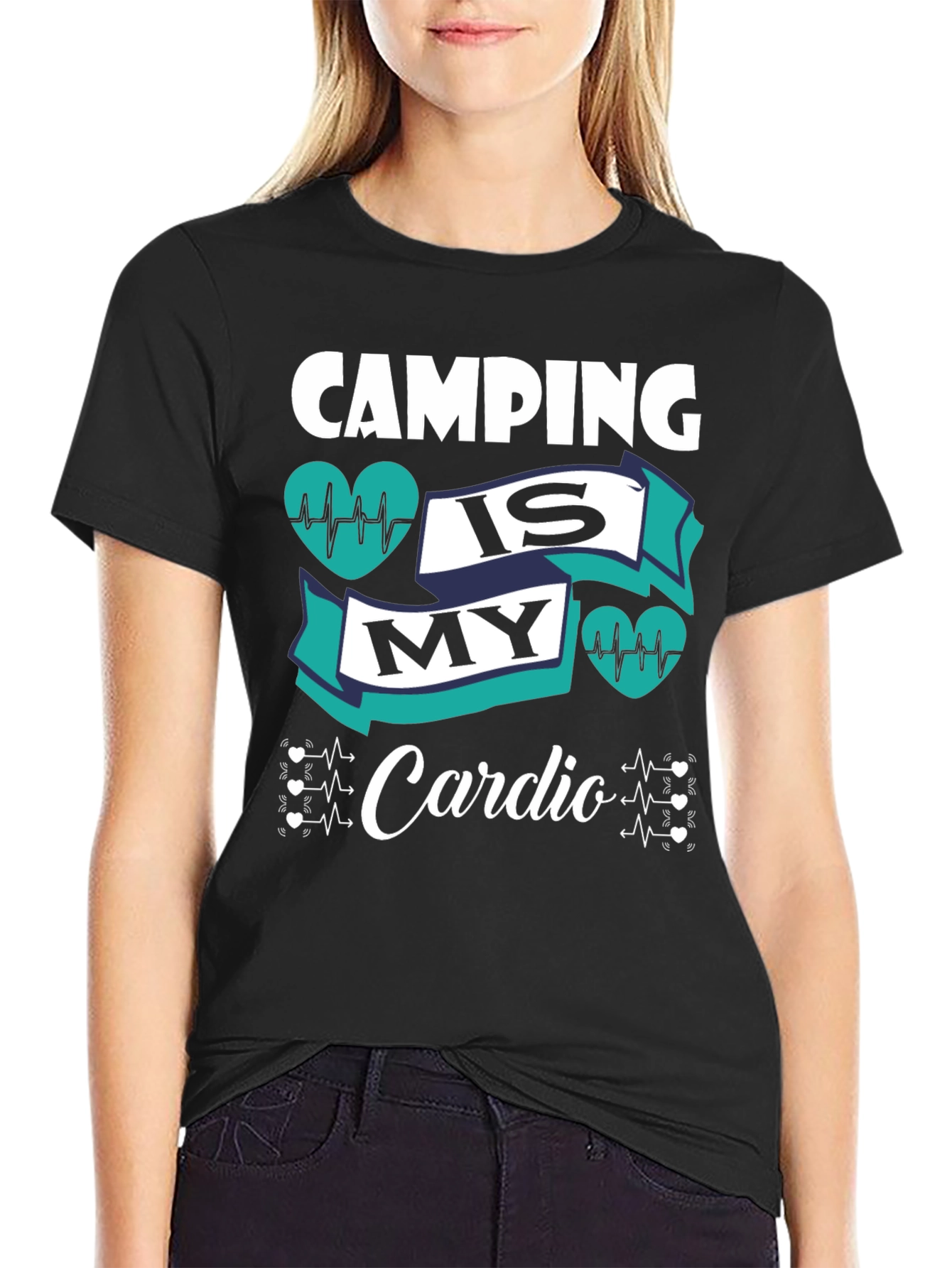 Black Camping Is My Cardio Graphic Tee - Unisex Black T-Shirt view 2