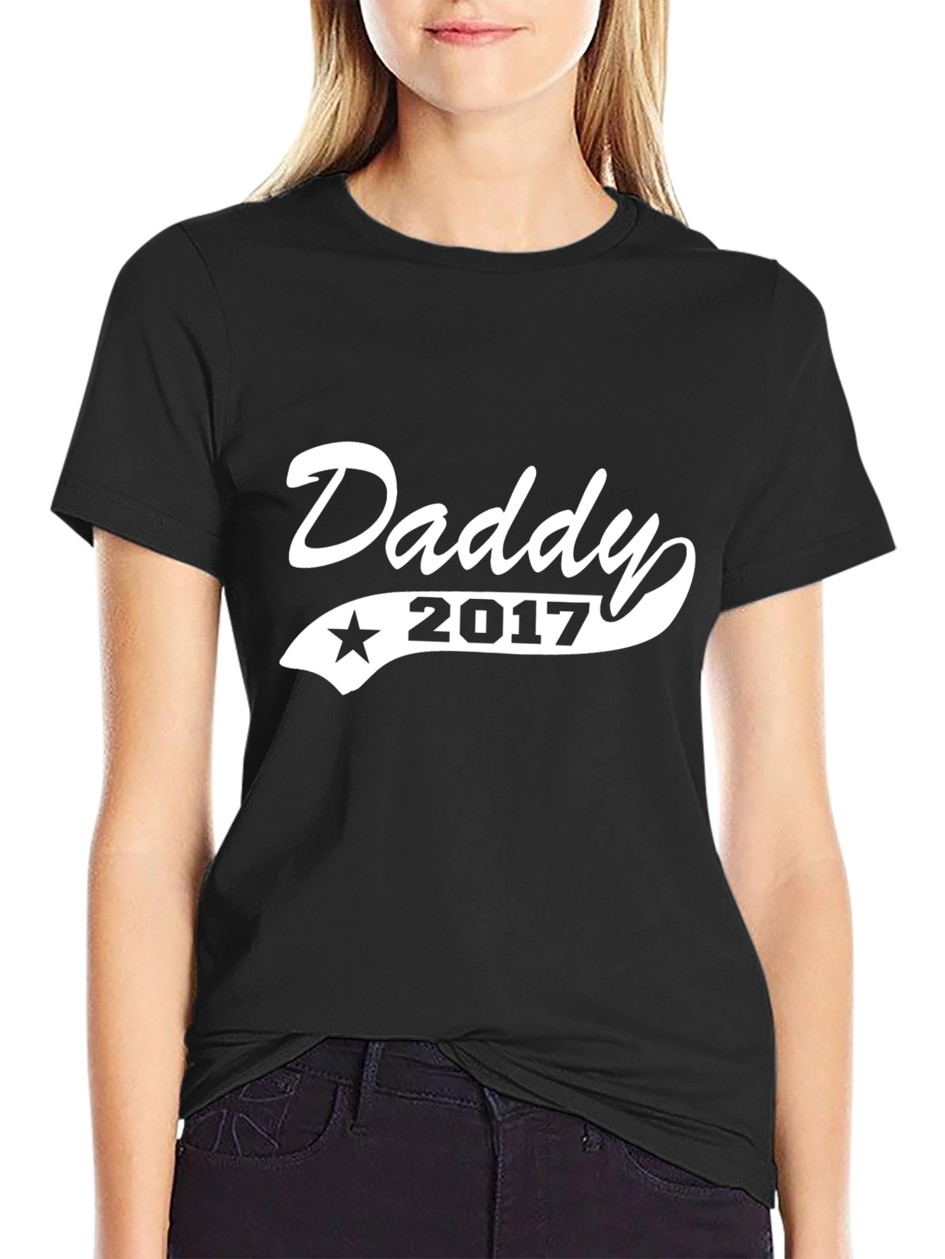 Black Daddy 2017 Black T-Shirt - Gift for New Dads view 2