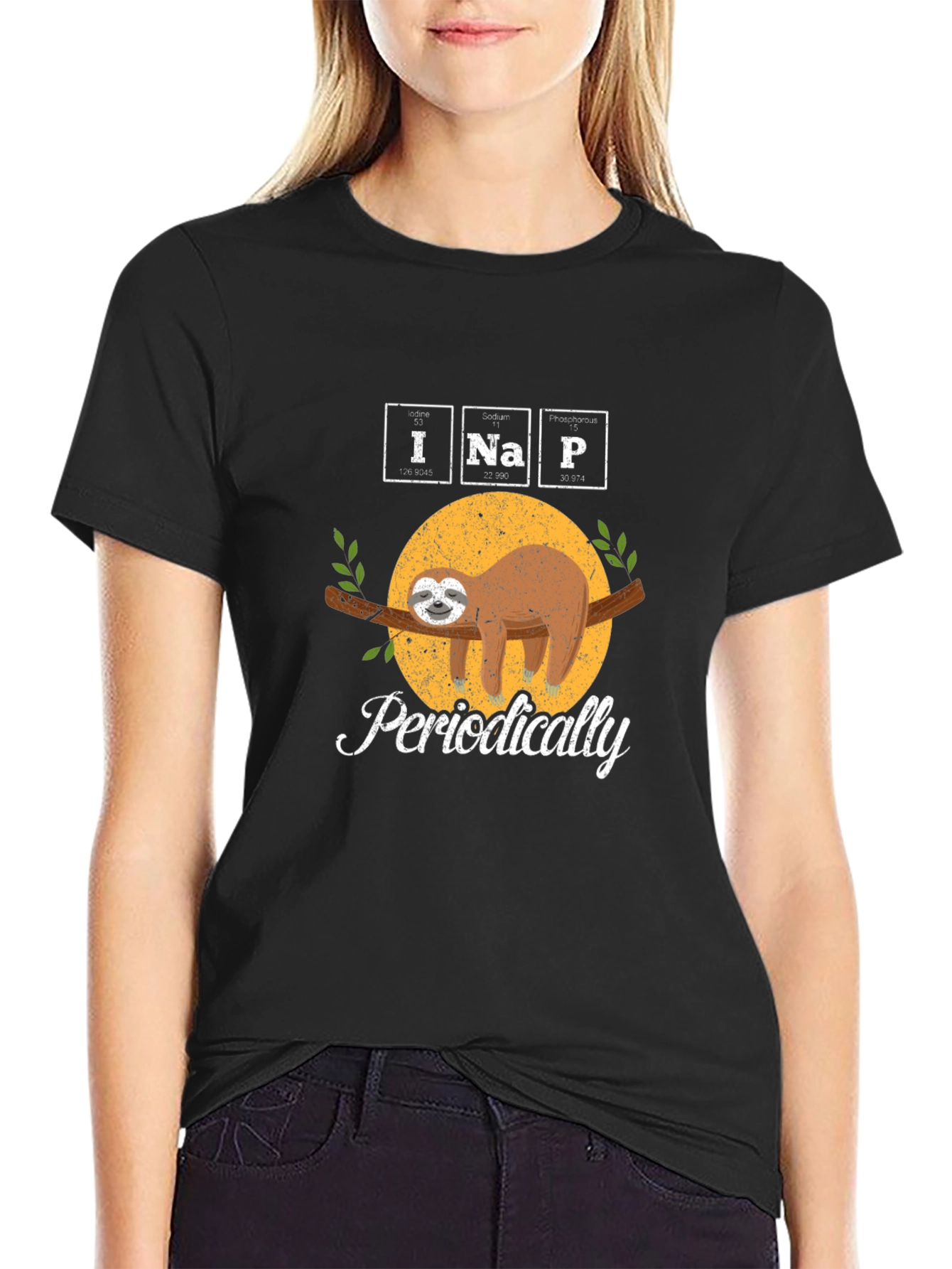 Black I Na P Periodically Sloth T-Shirt view 2