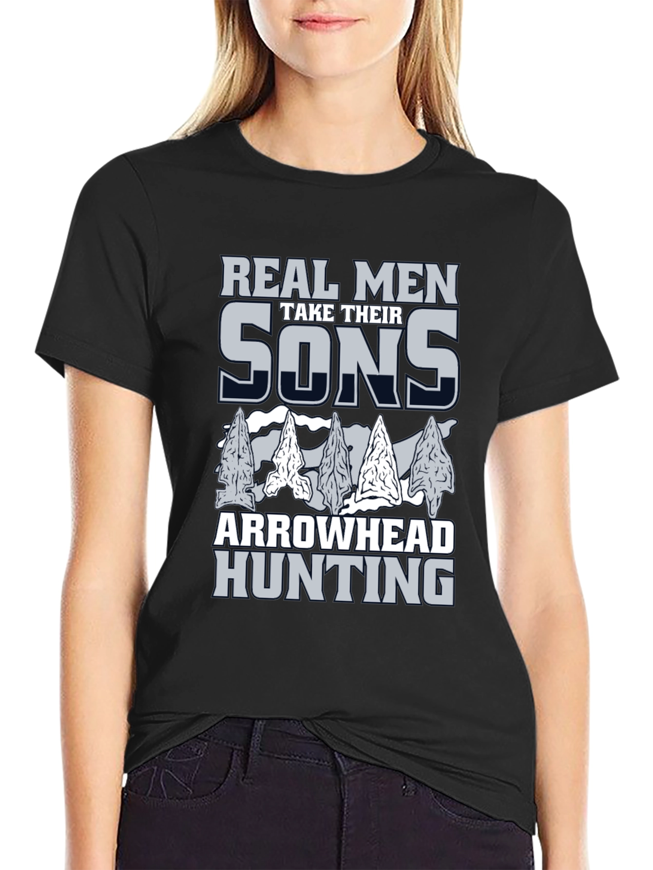 Black Real Men Arrowhead Hunting T-Shirt  view 2