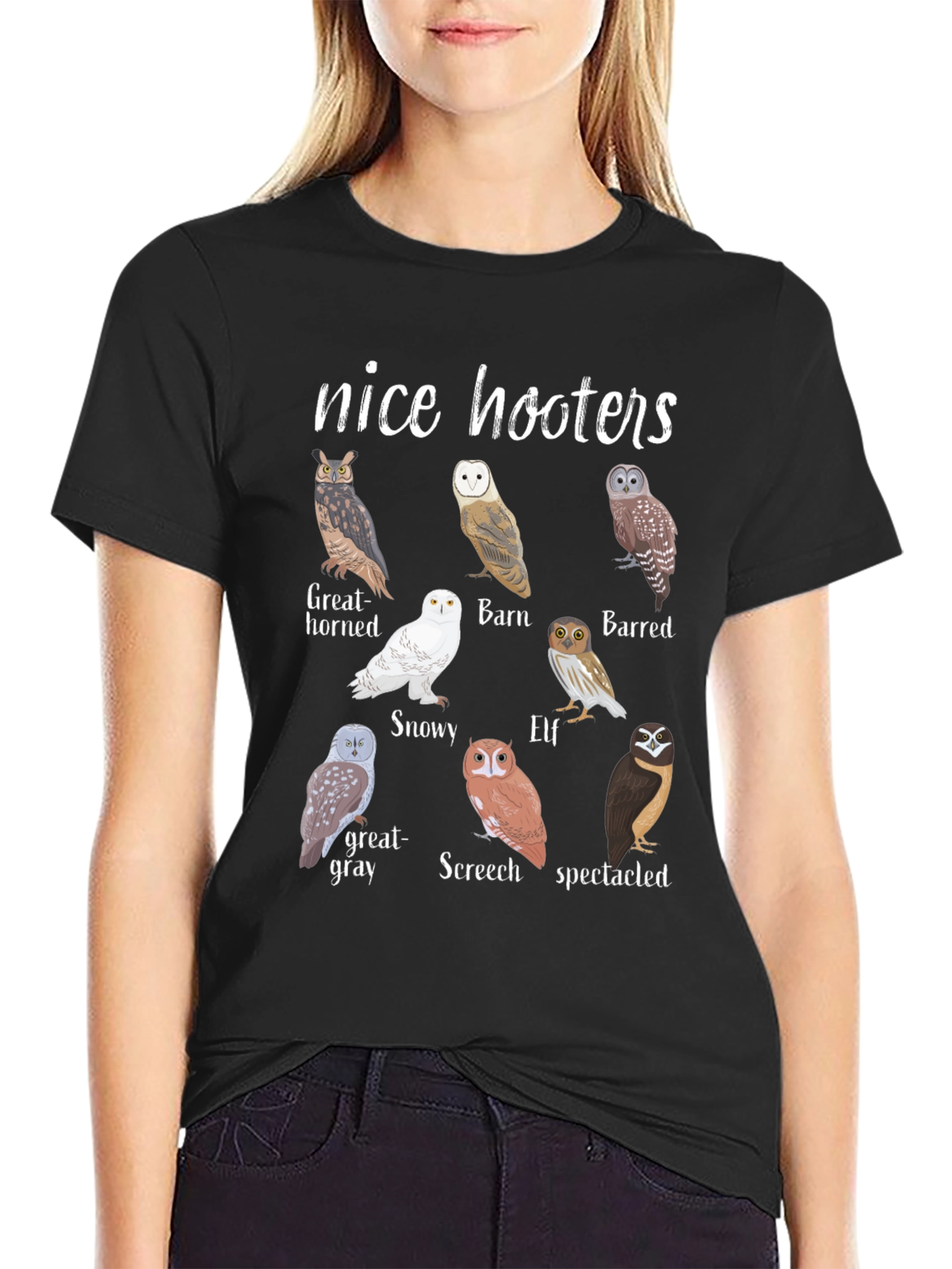 Black Nice Hooters Owl Graphic Tee view 2