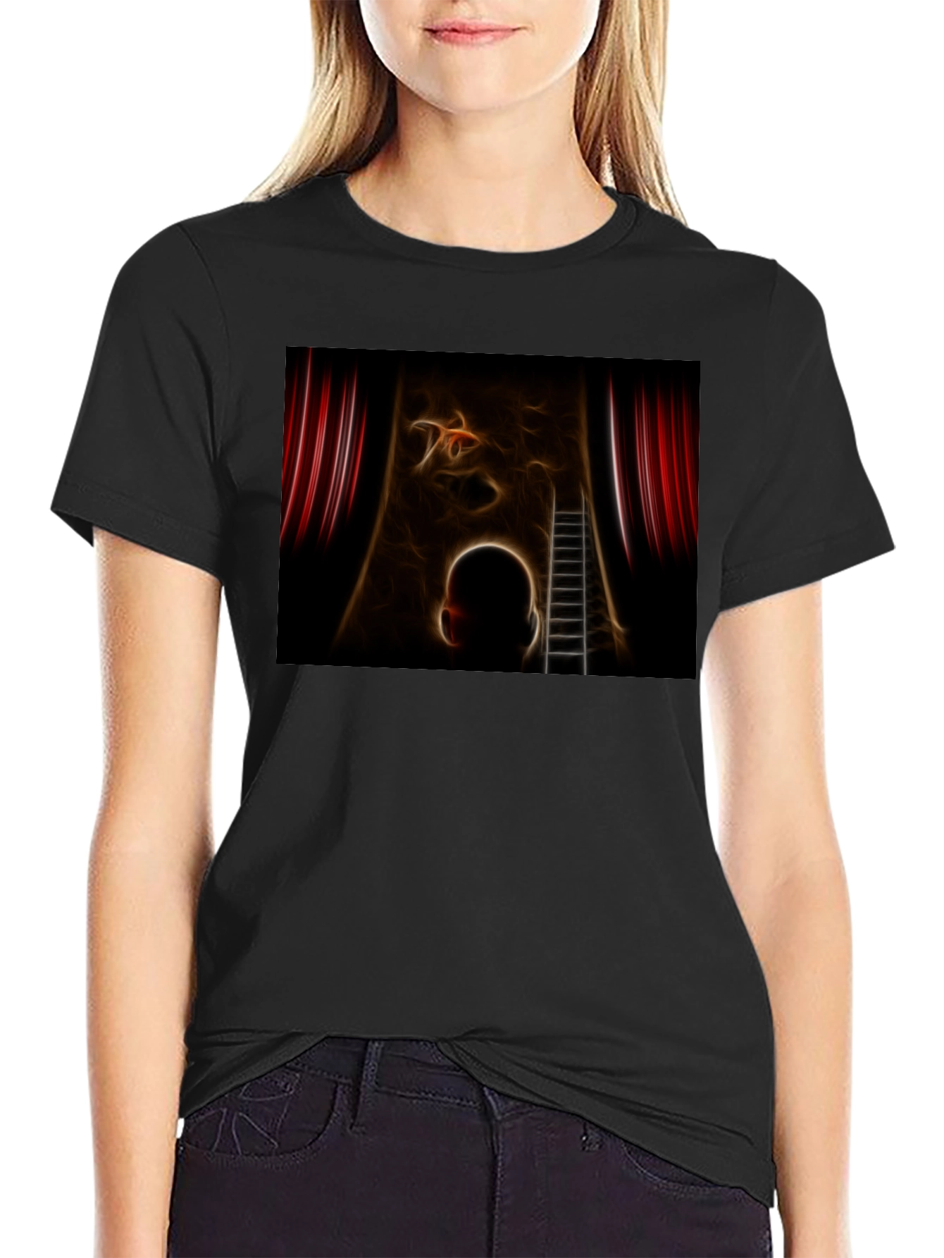 Black Artistic Dreamscape T-Shirt view 2