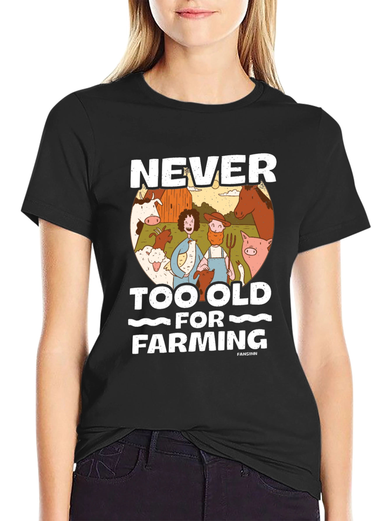 Black Never Too Old For Farming Black Graphic Tee view 2