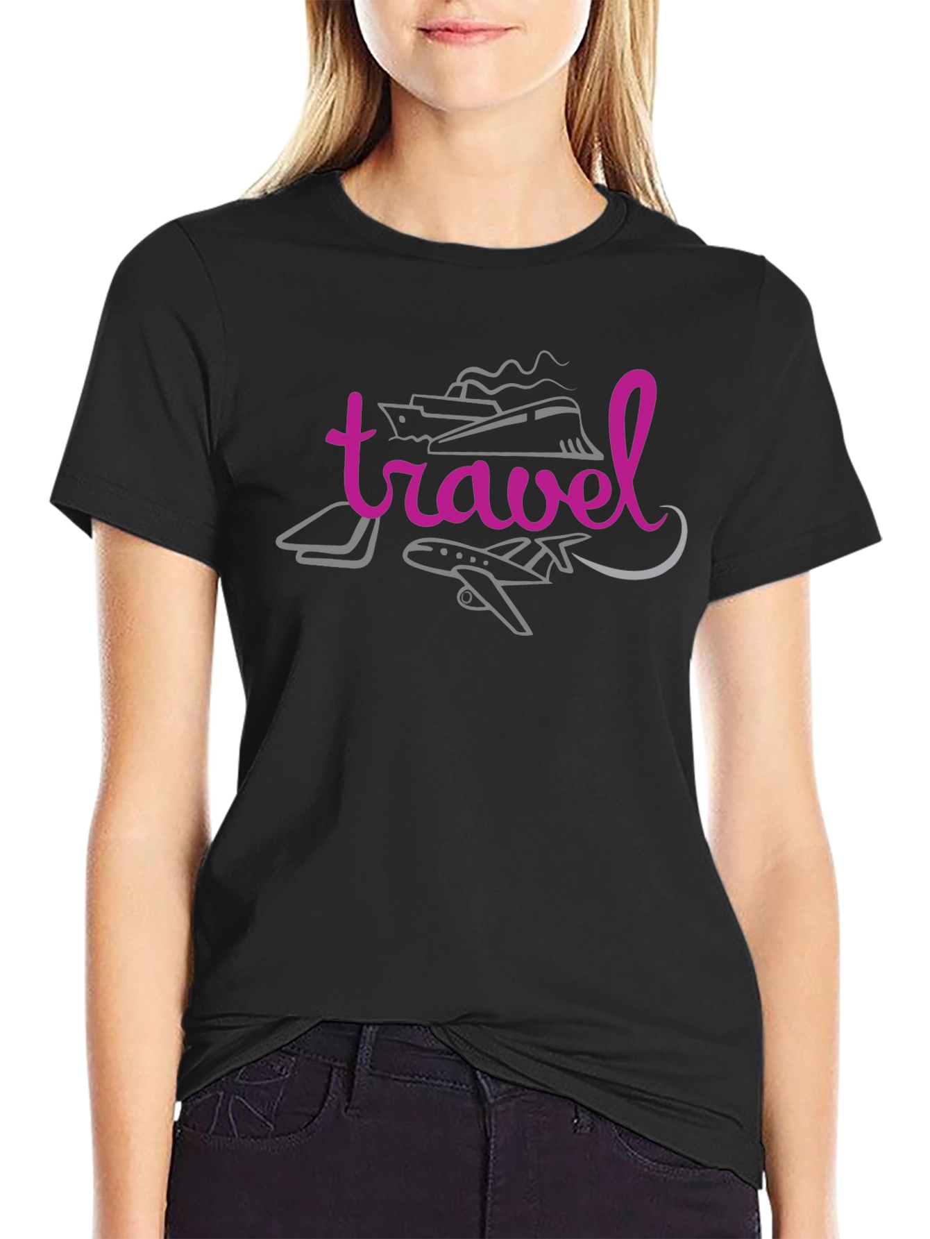 Black Travel Graphic Black T-Shirt view 2