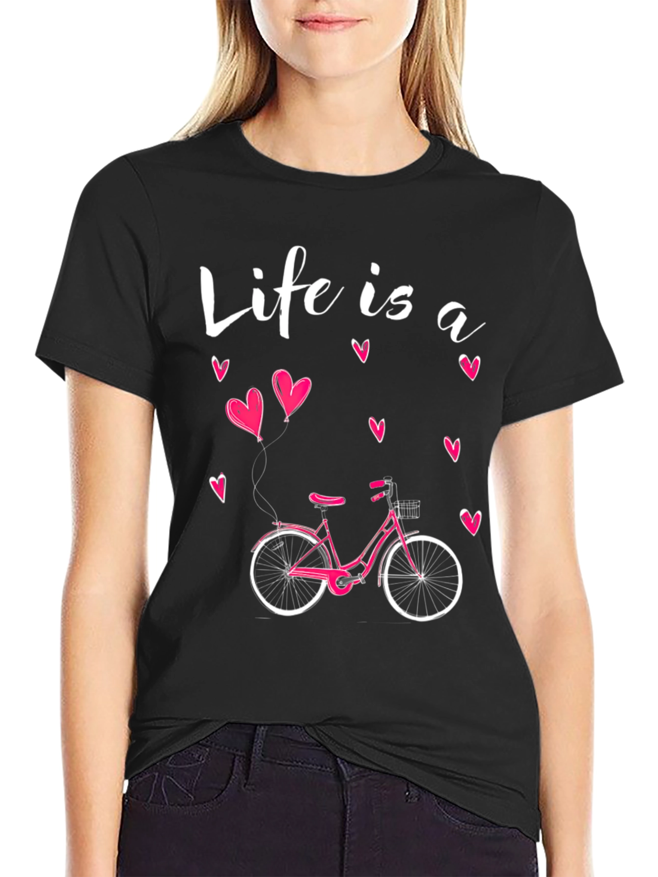 Black Life is a Ride Bicycle Graphic T-Shirt view 2