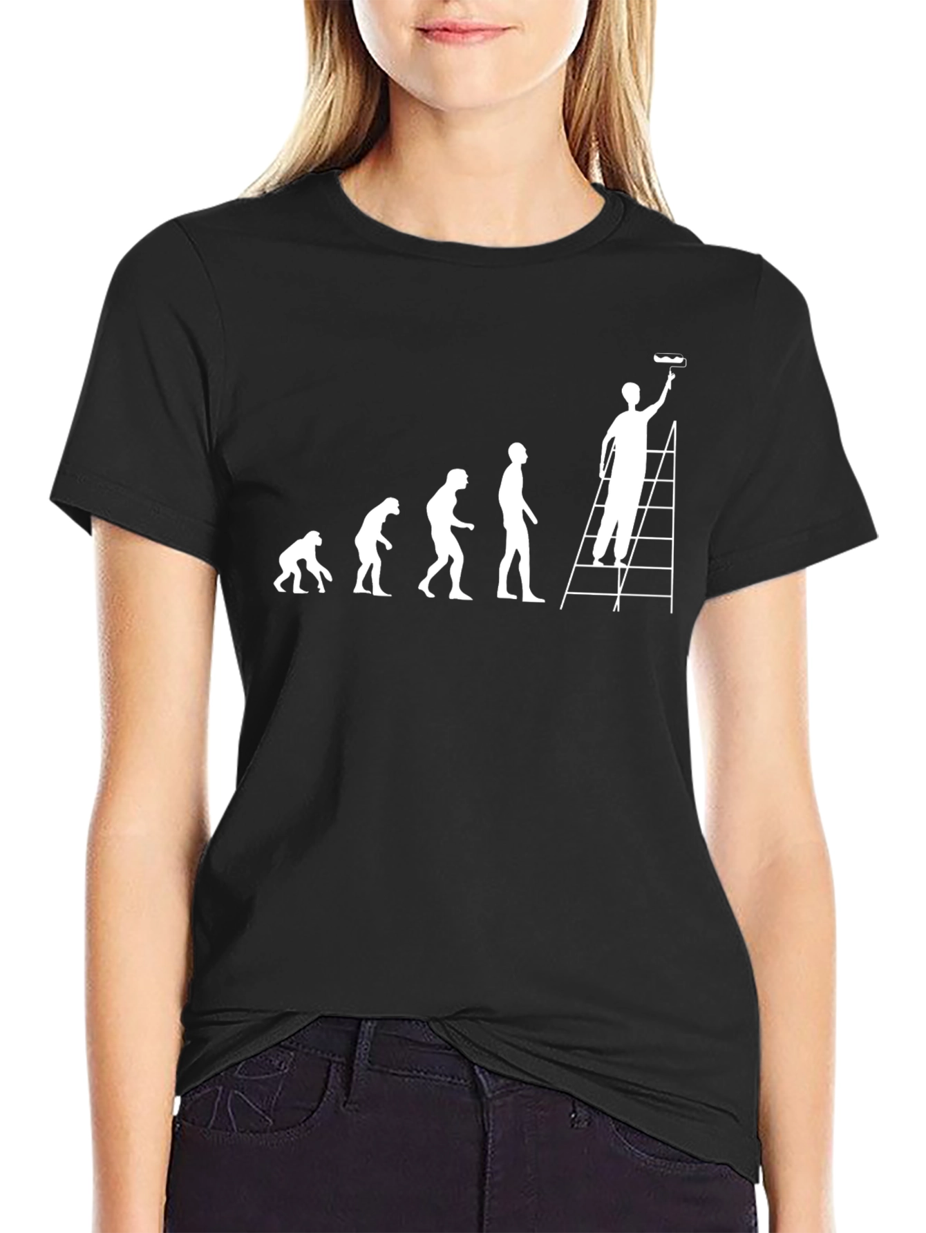Black Painter Evolution T-Shirt - Funny DIY Home Improvement Tee view 2