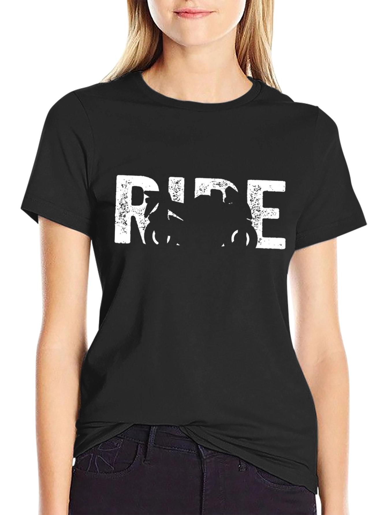 Black Ride Motorcycle Graphic T-Shirt - Black view 2
