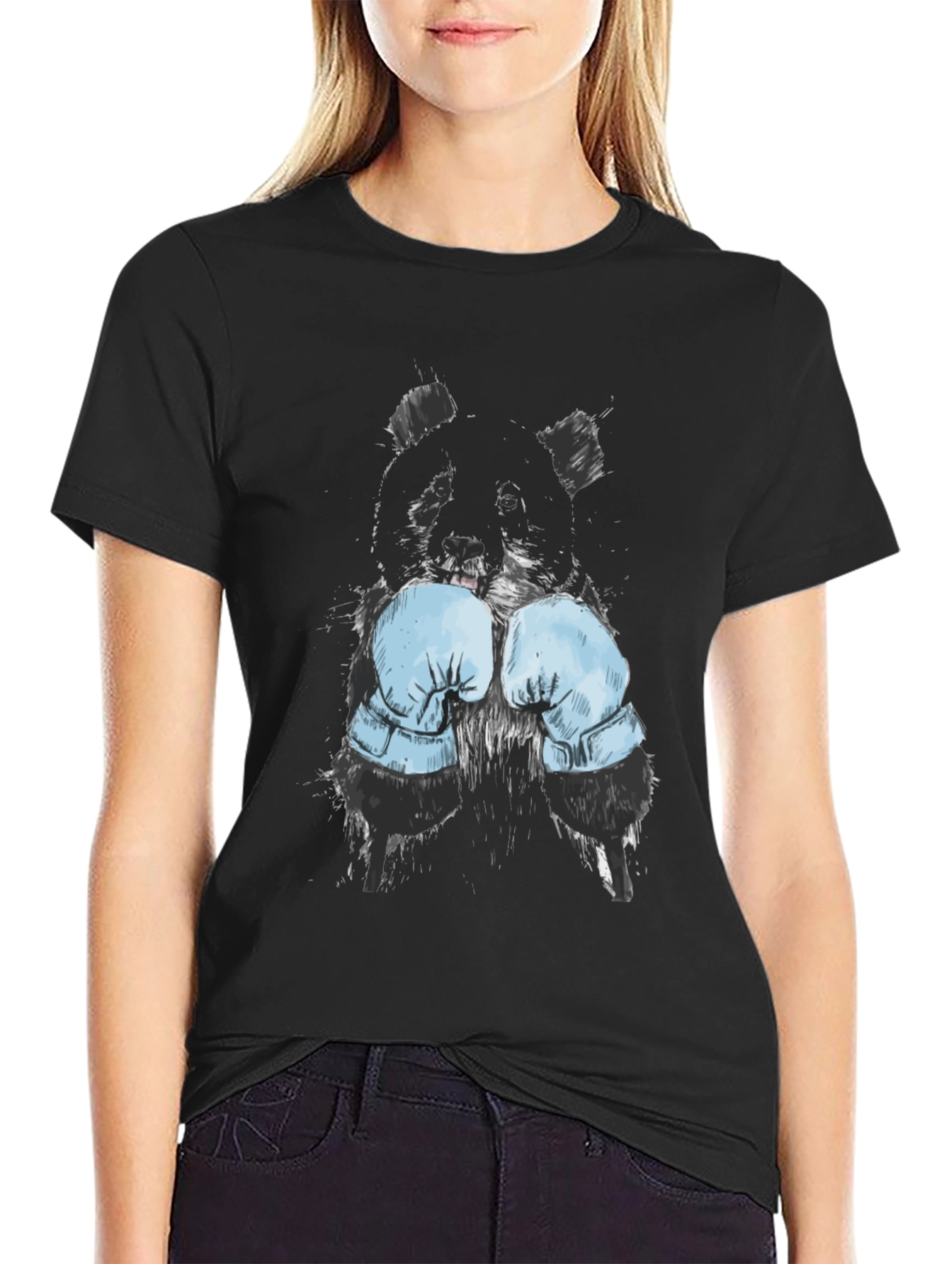 Black Boxer Panda Graphic T-Shirt view 2