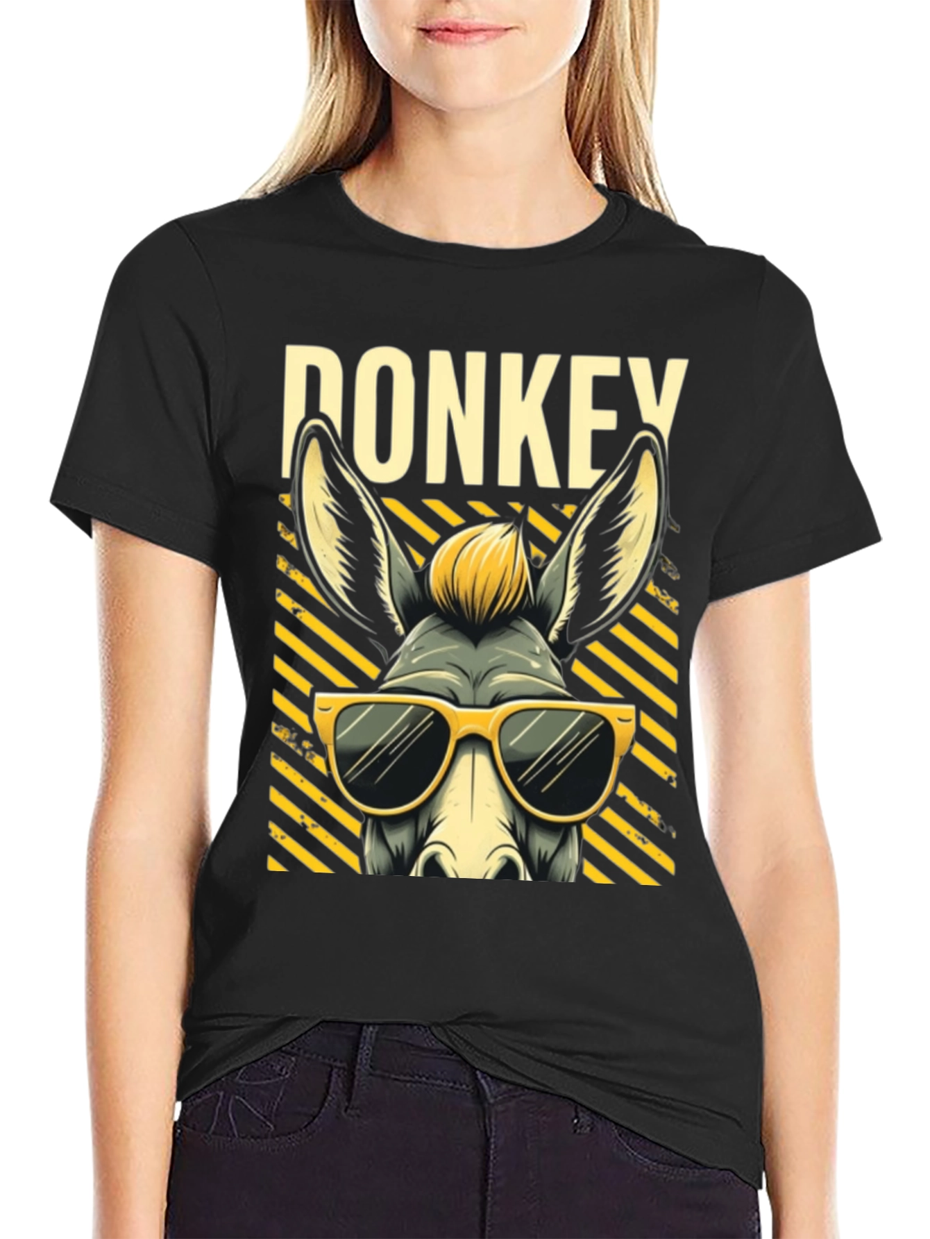 Black Cool Donkey T-Shirt - Fun Graphic Tee view 2