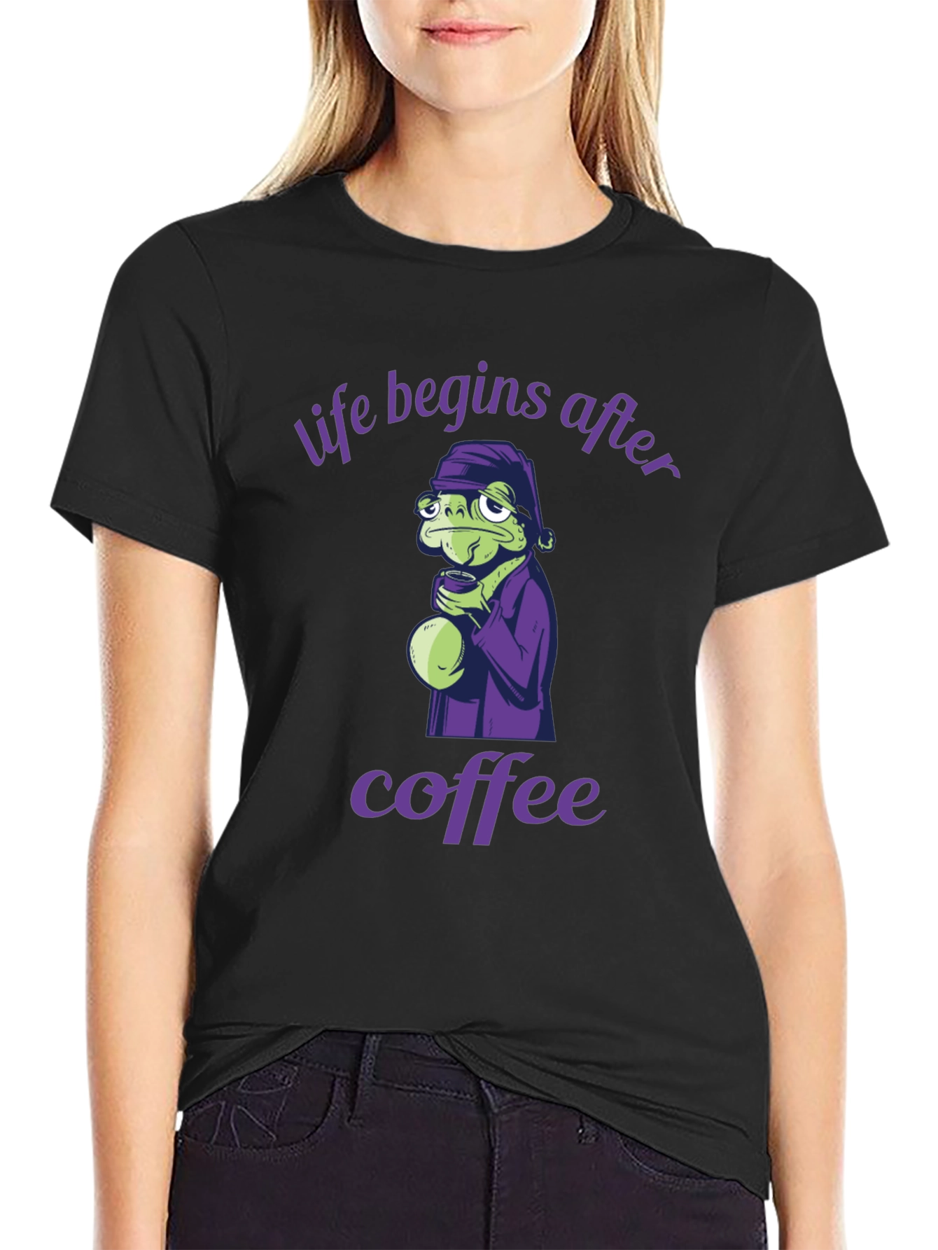 Black Life Begins After Coffee Graphic Tee view 2