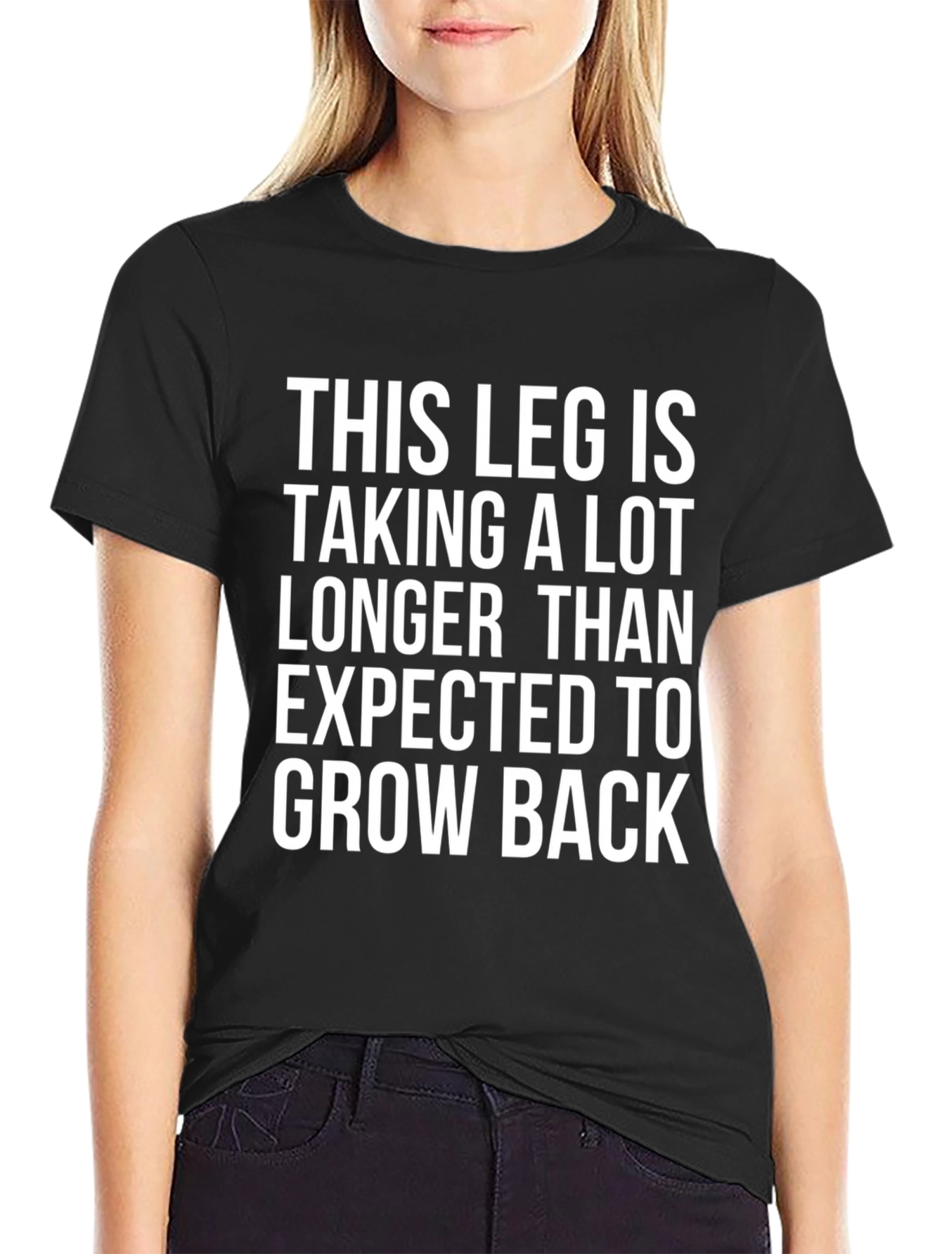 Black Funny Leg Injury Recovery Black T-Shirt view 2