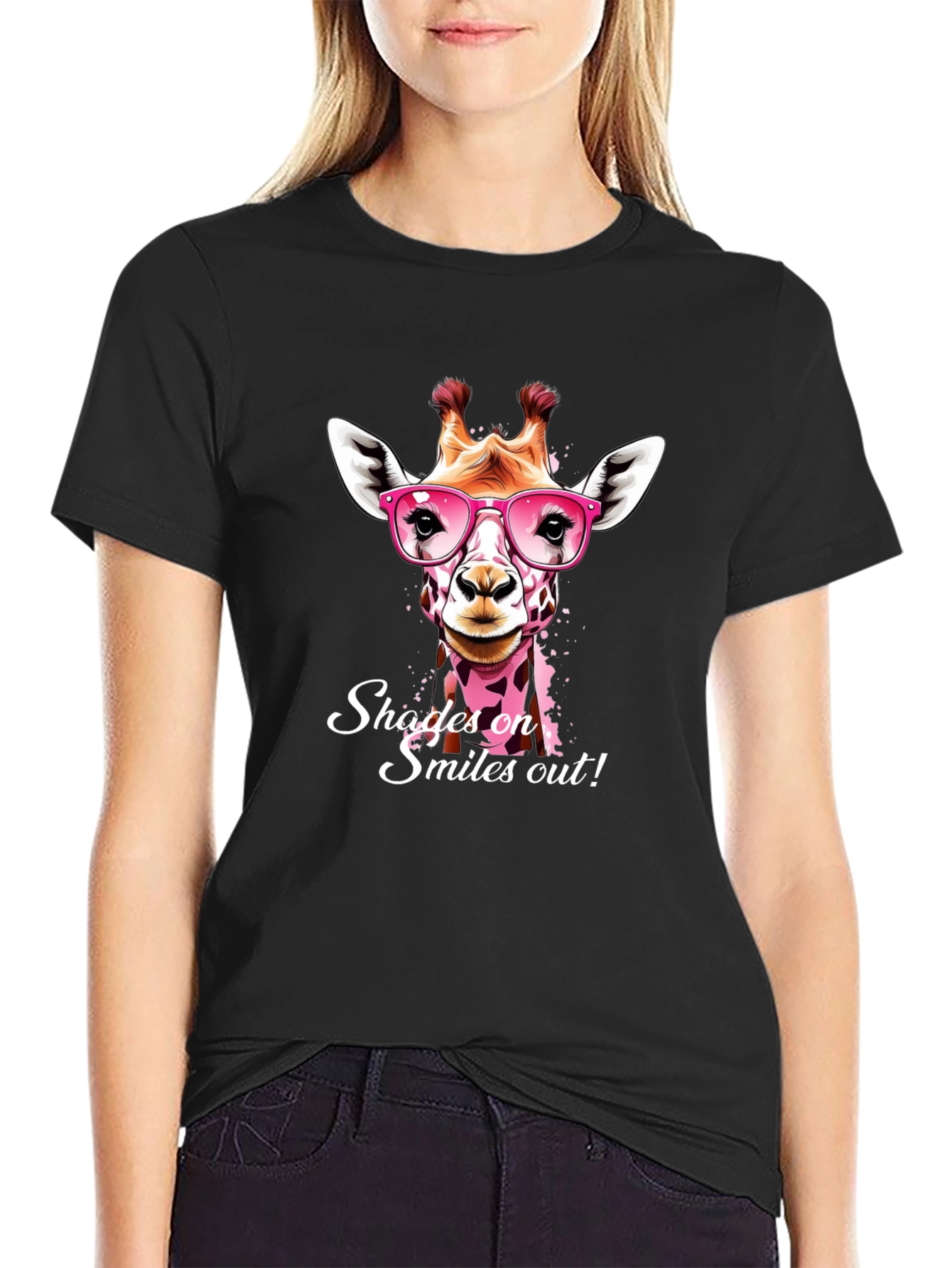 Black Giraffe Shades T-Shirt: Smiles On, Shades Out! view 2