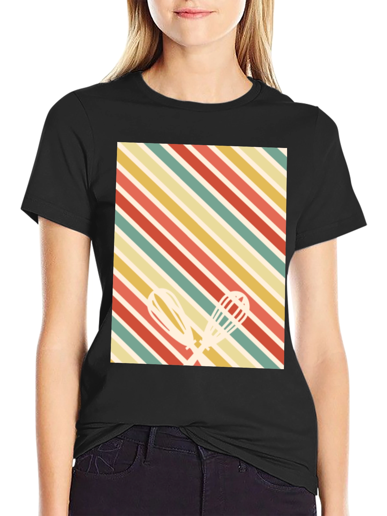 Black Retro Baking Whisk T-Shirt view 2