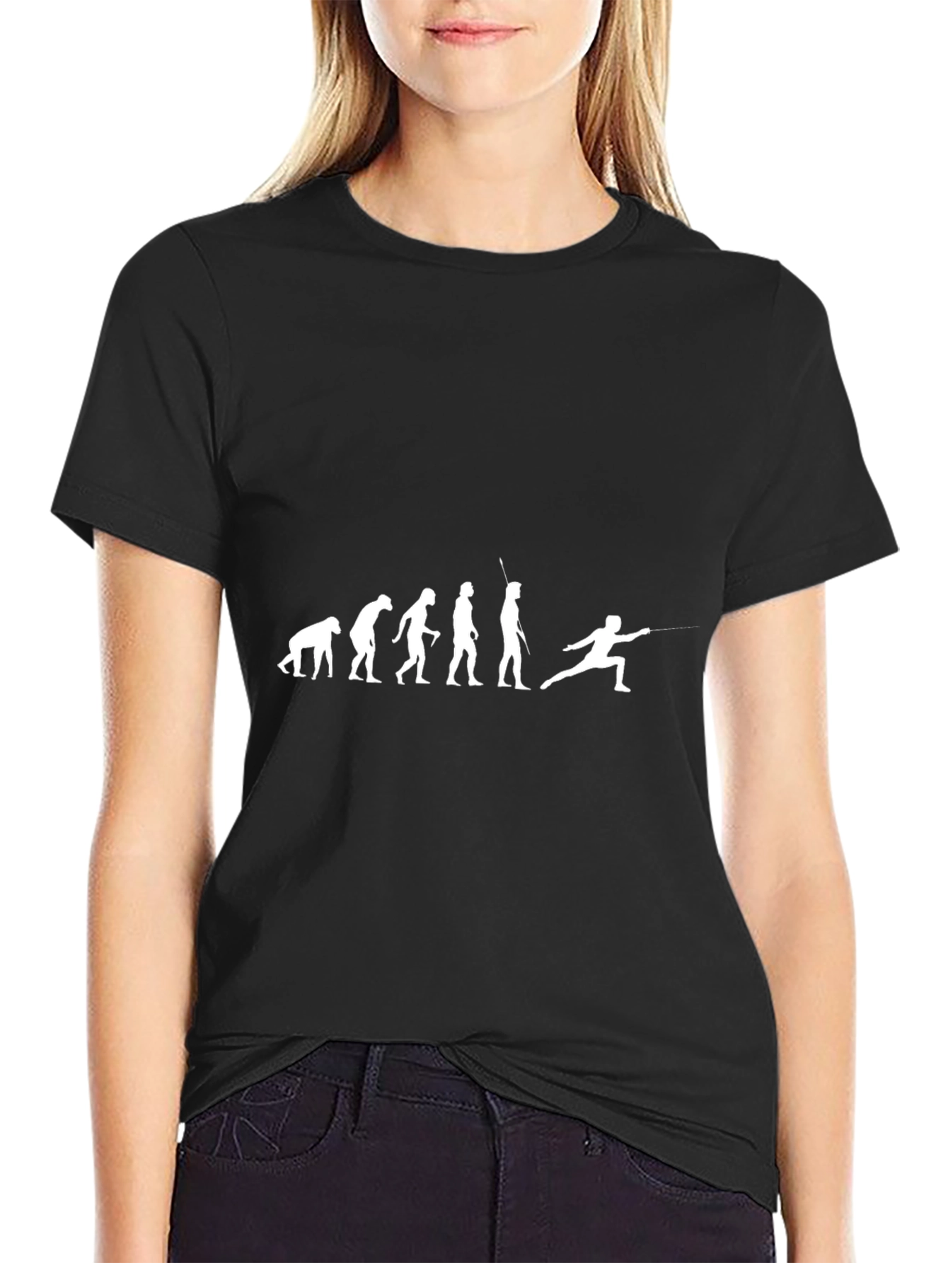 Black Evolution of Fencing Black T-Shirt view 2