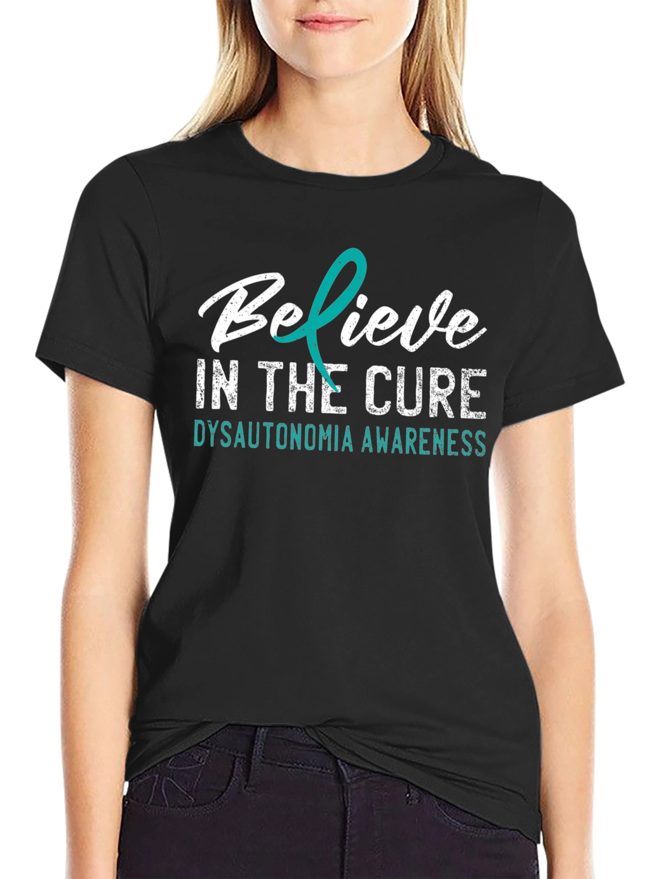 Black Believe In The Cure Dysautonomia Awareness T-Shirt view 2