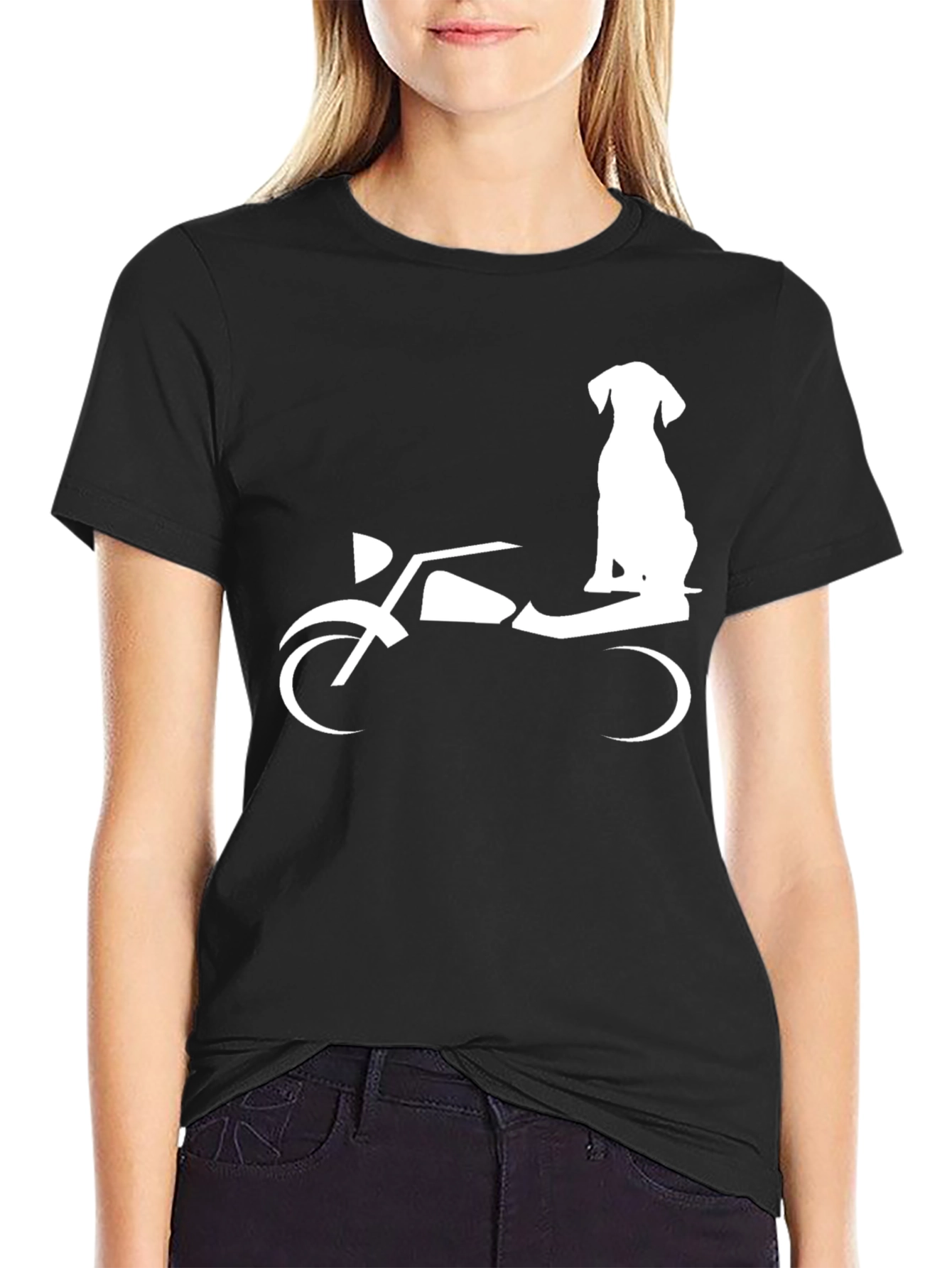 Black Dog on Motorcycle Graphic Tee view 2