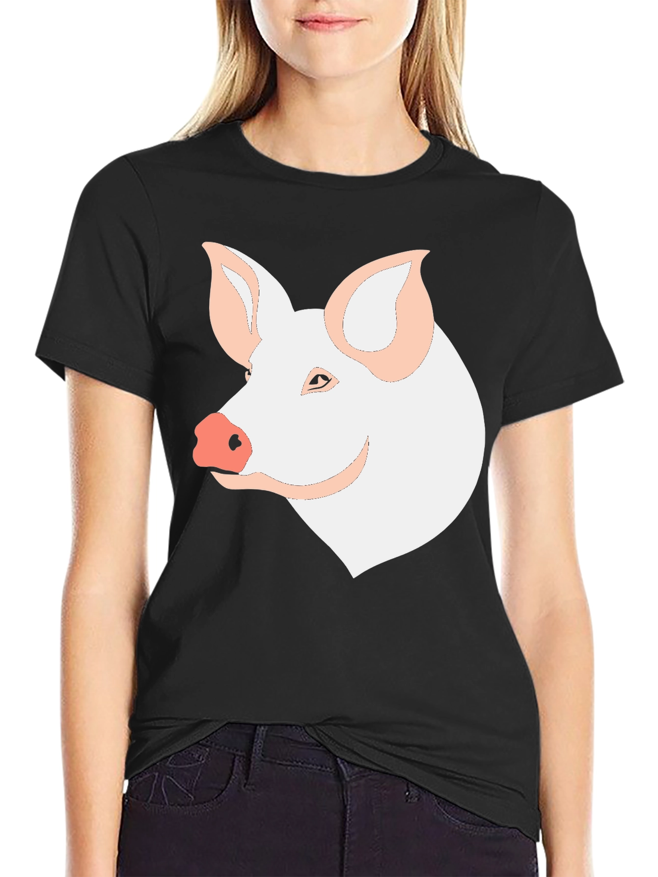 Black Pig Graphic T-Shirt - Black Crew Neck Tee view 2