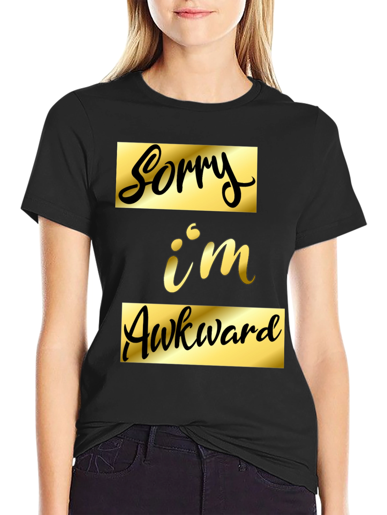 Black Sorry I'm Awkward Black Graphic Tee view 2